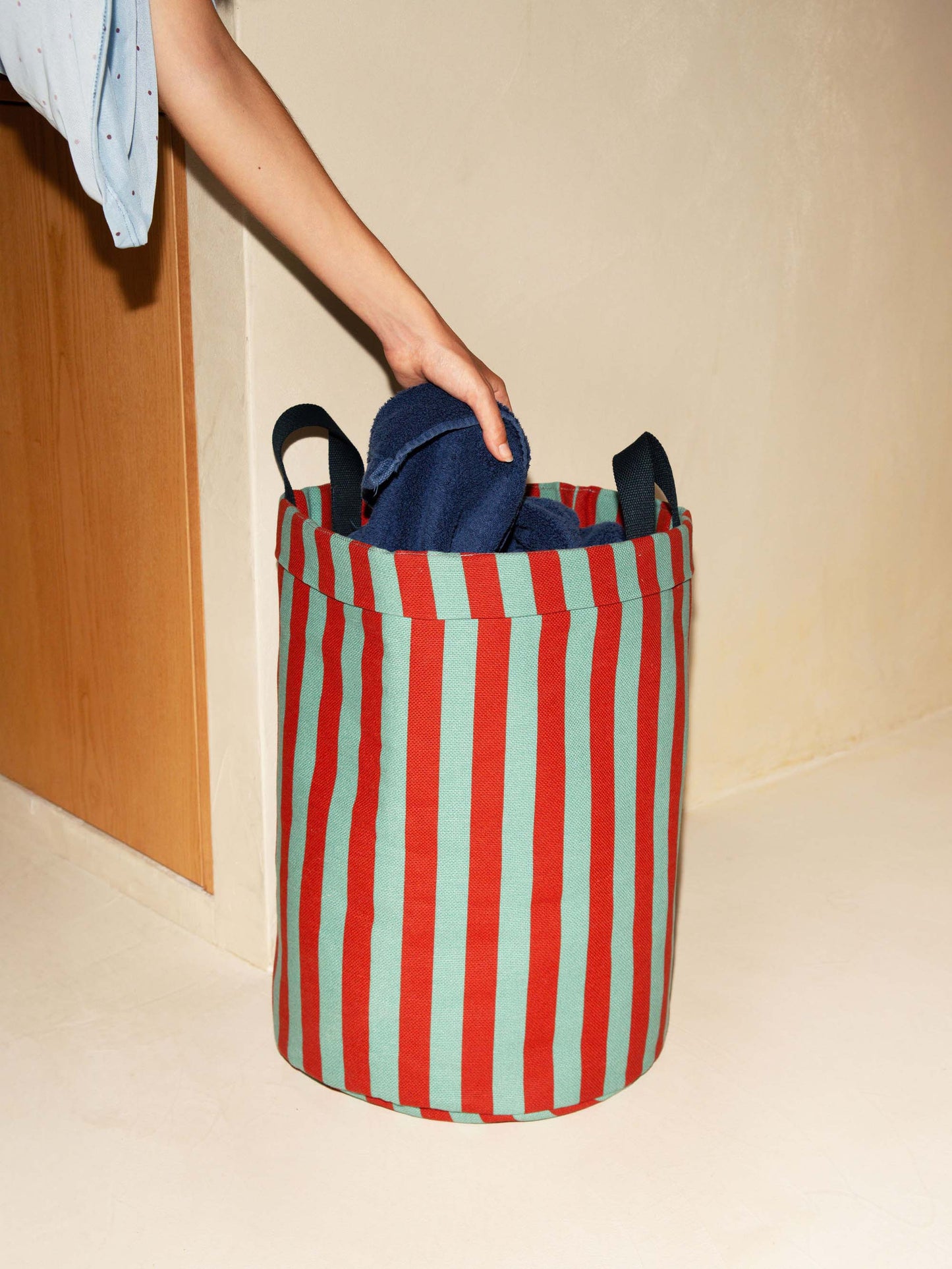 Red & Teal Stripes Storage Basket