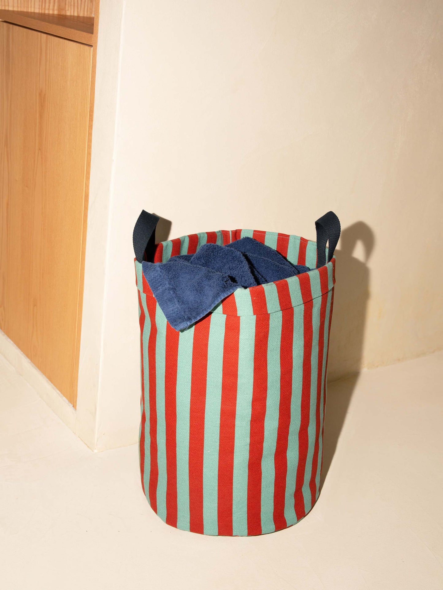Red & Teal Stripes Storage Basket