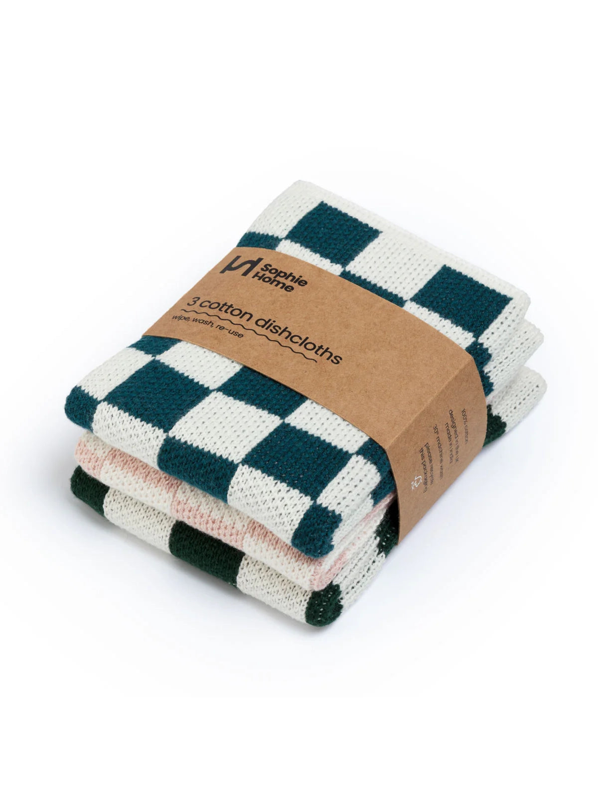 Forest Check Cotton Knit Dishcloths