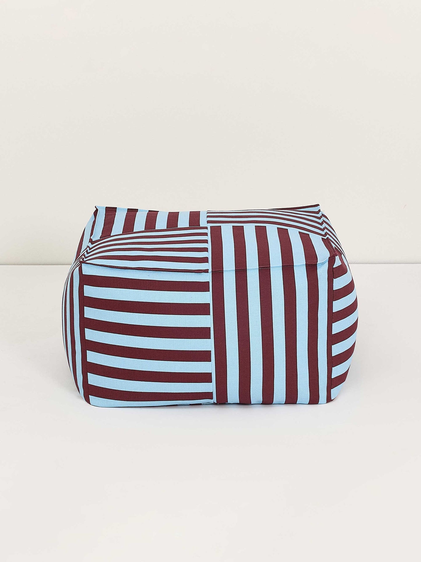 Burgundy & Blue Stripes Ottoman Beanbag