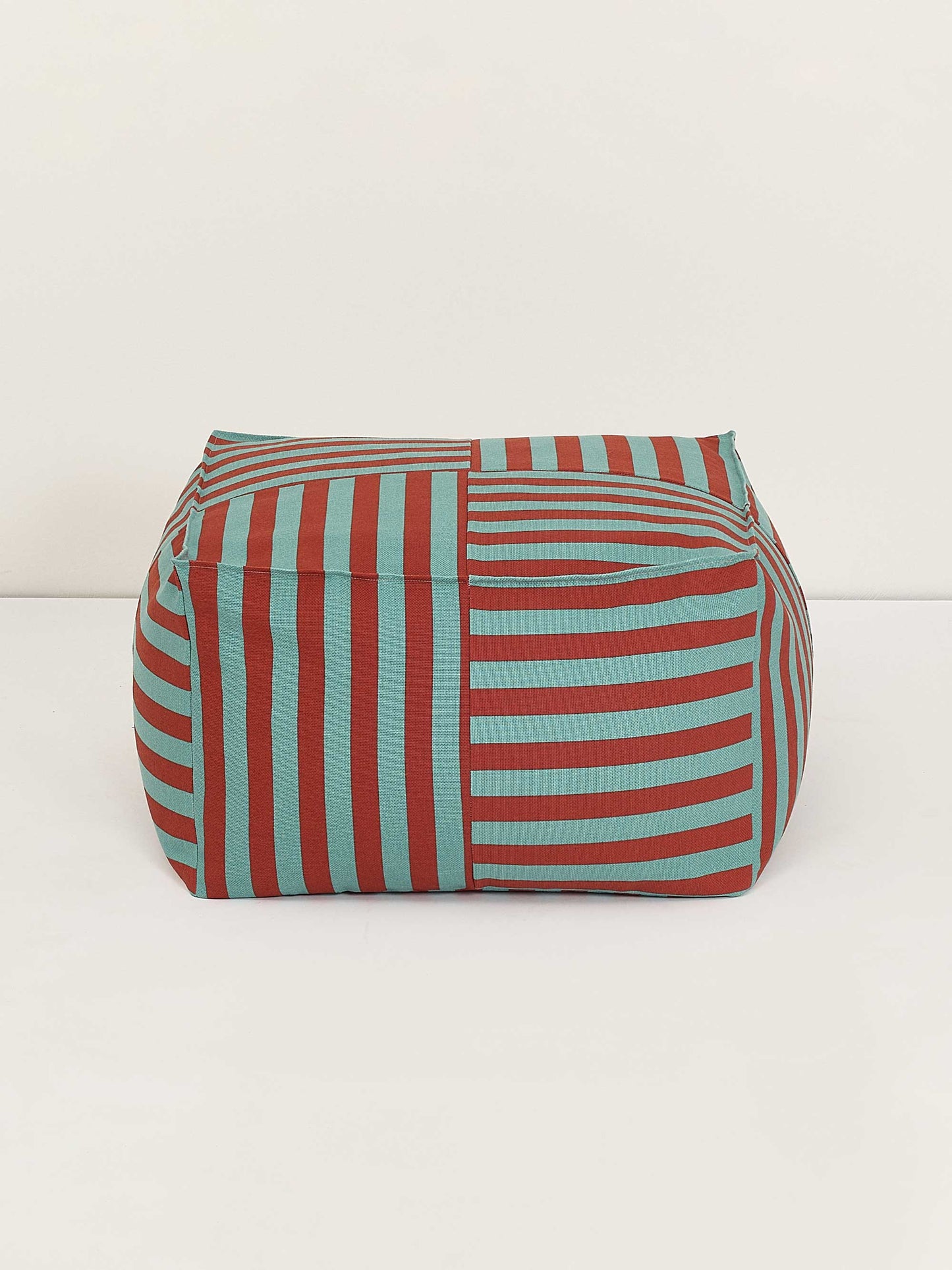 Red & Teal Stripes Ottoman Beanbag