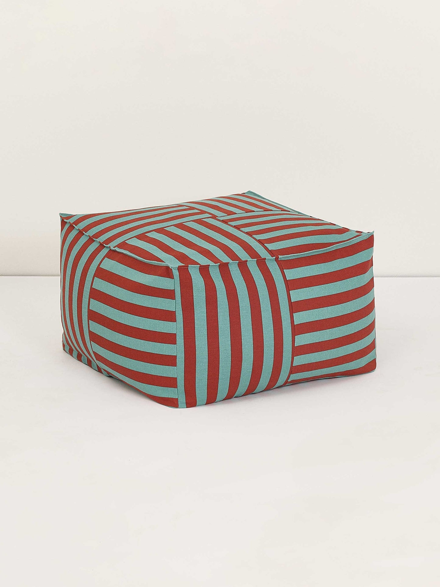 Red & Teal Stripes Ottoman Beanbag
