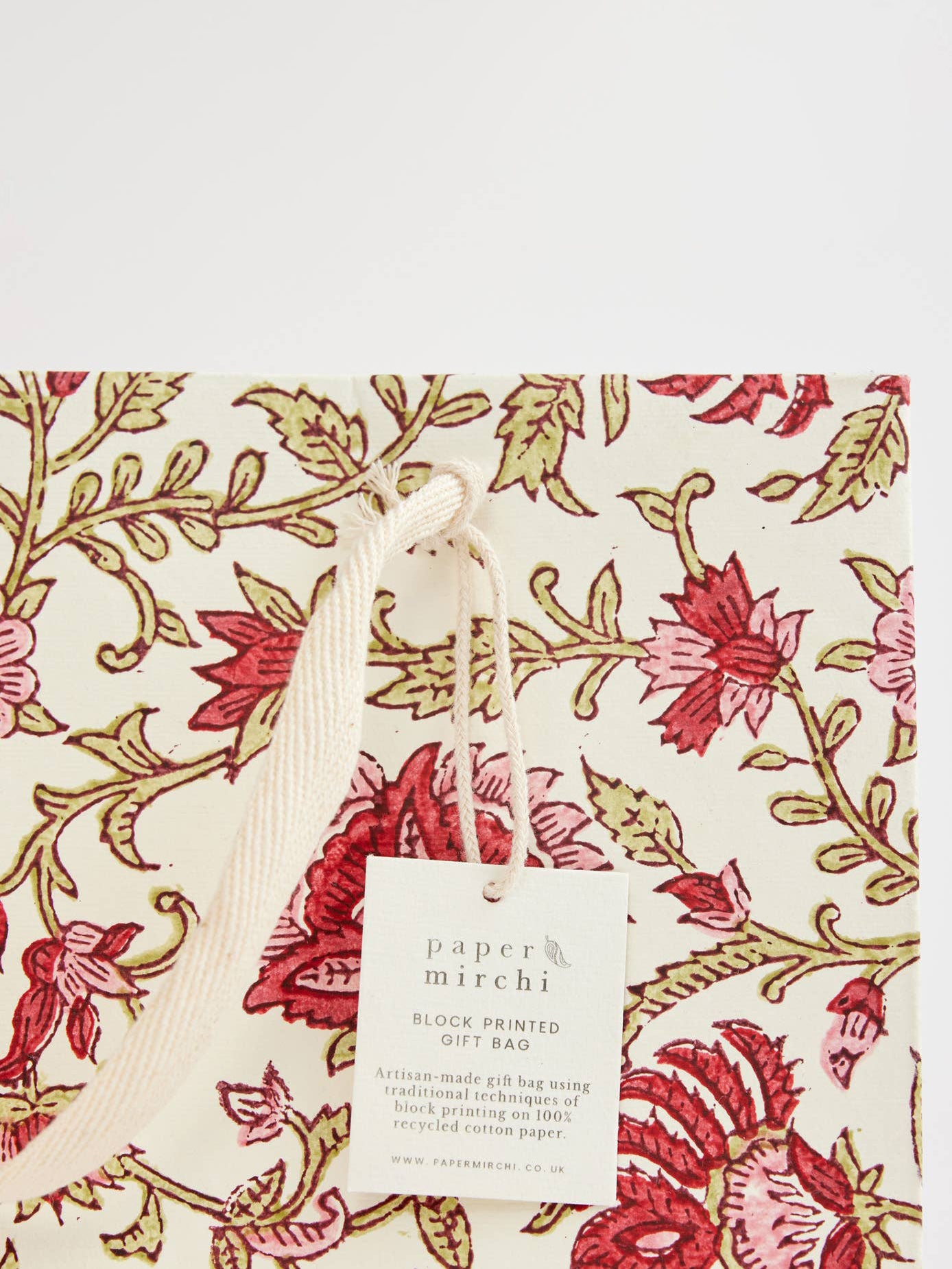 Flora Festive Hand Block Printed Gift Bag