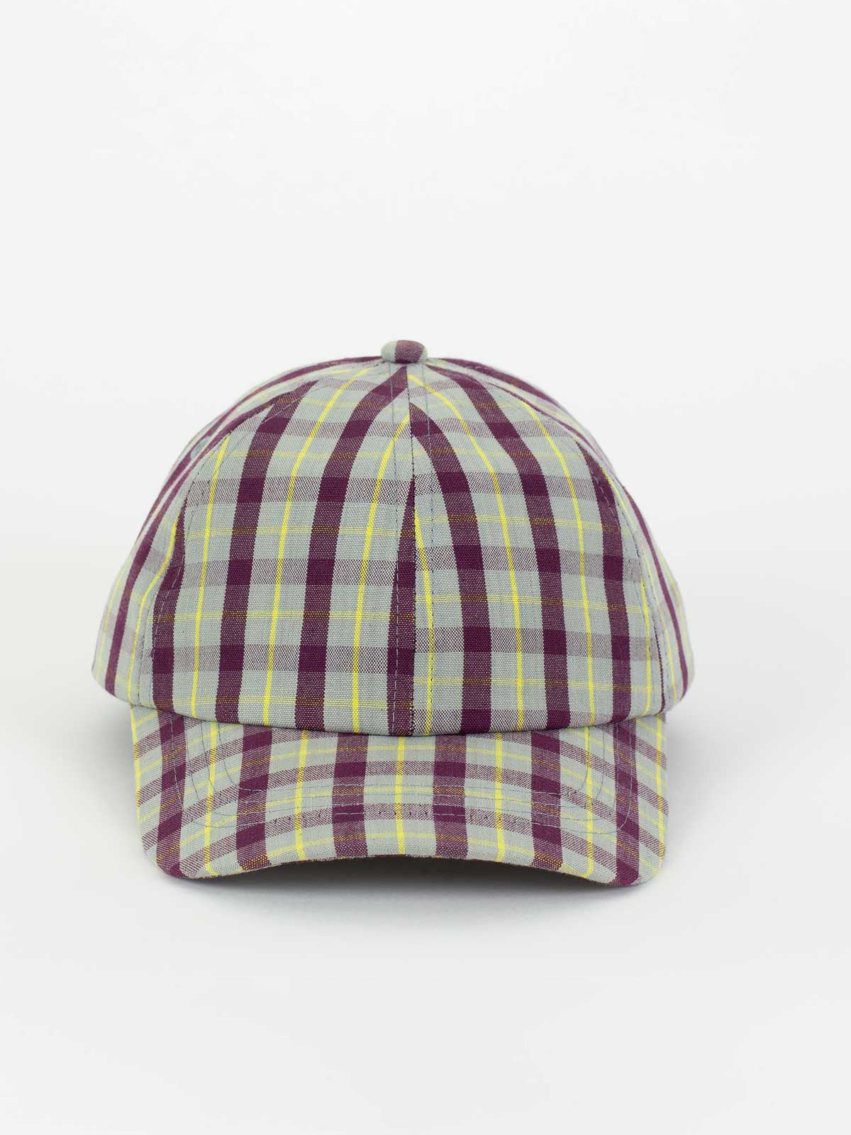 Plum & Grey Check Cap
