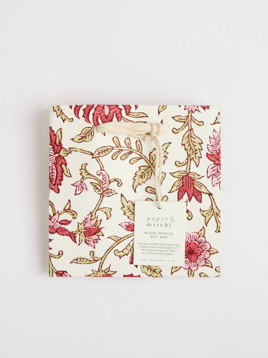 Flora Festive Hand Block Printed Gift Bag