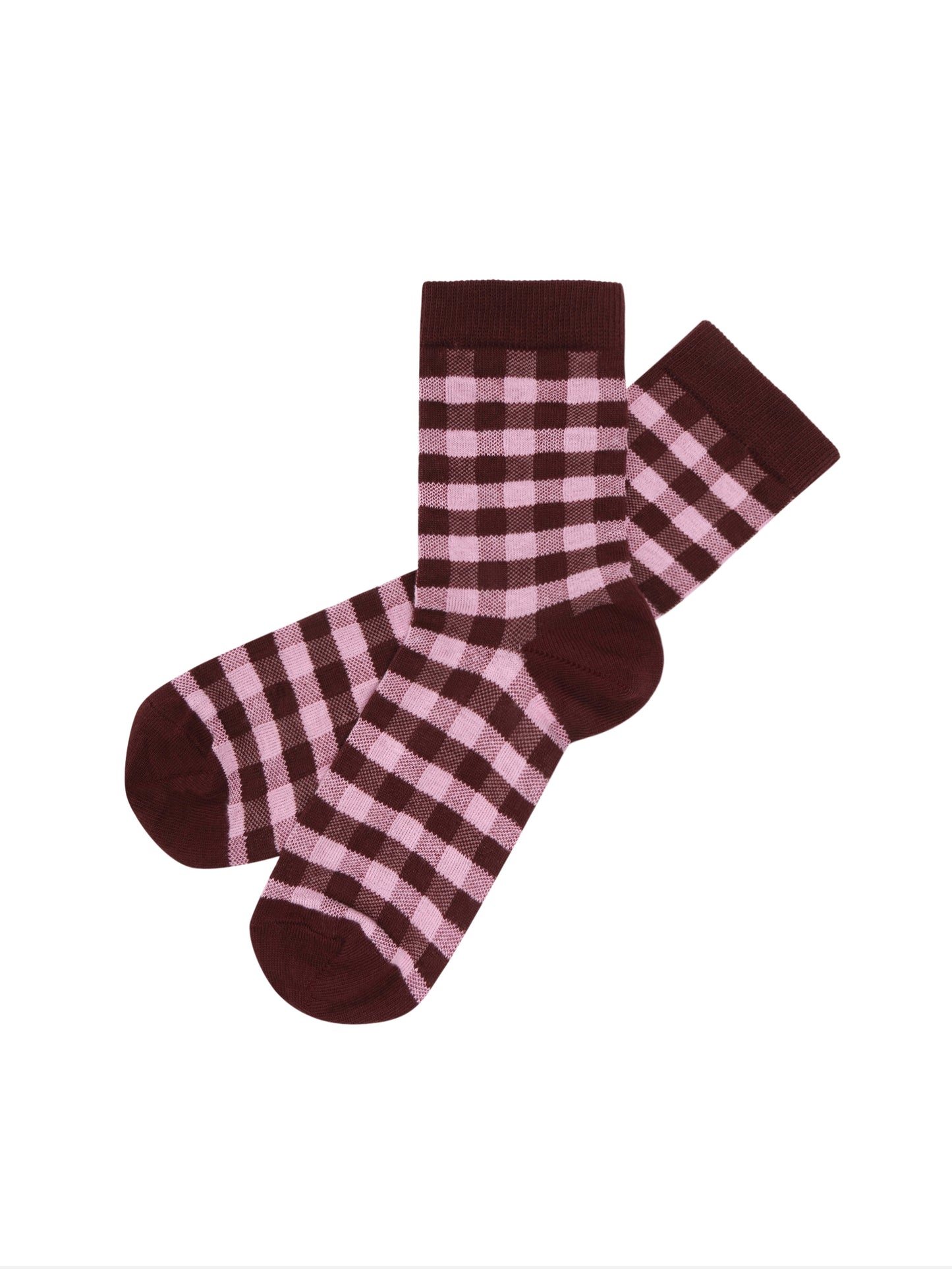 Maroon & Candy Check Socks
