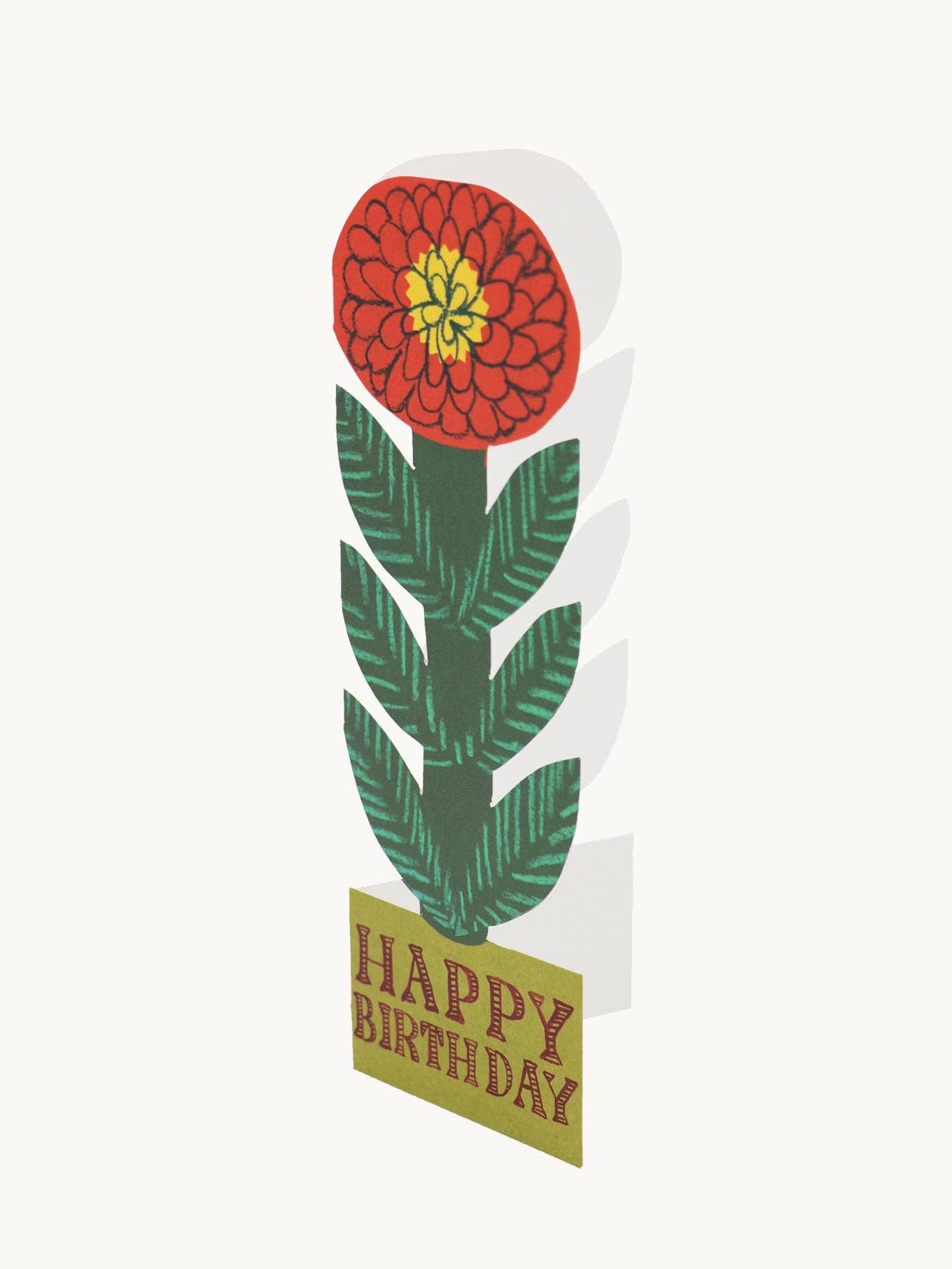 Red Flower Birthday Card