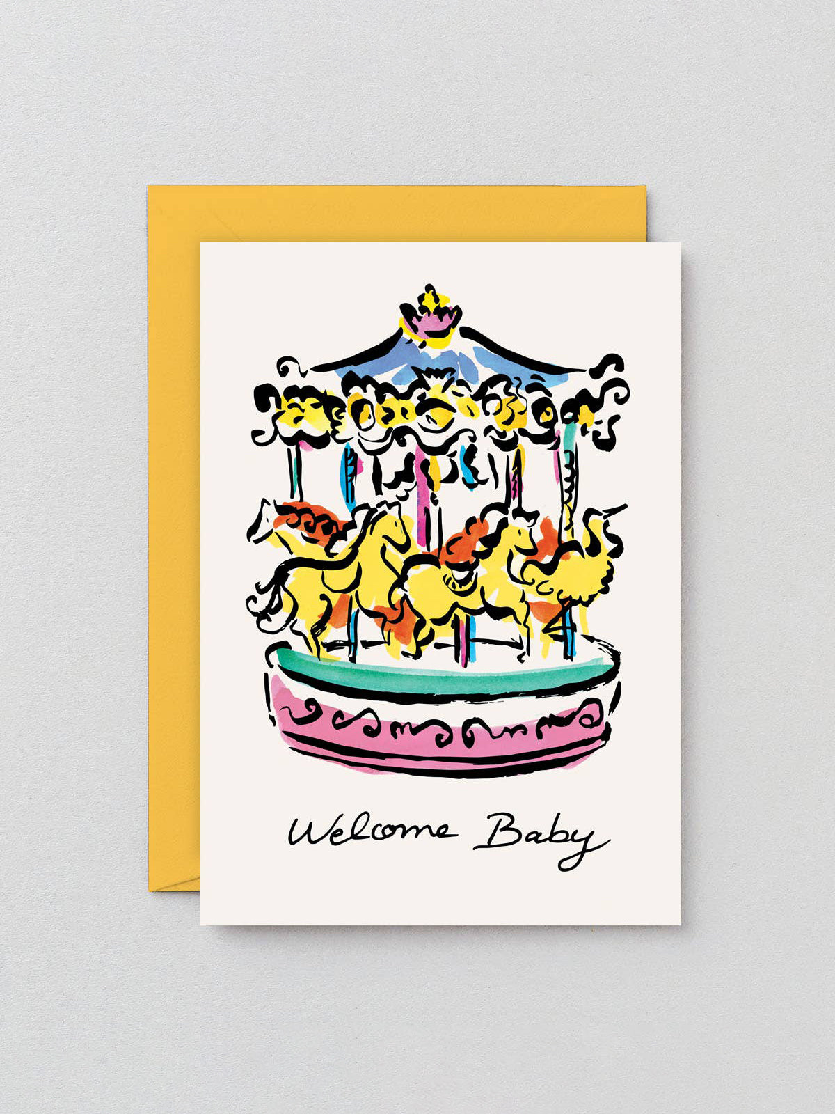 Welcome Baby Carousel Greetings Card