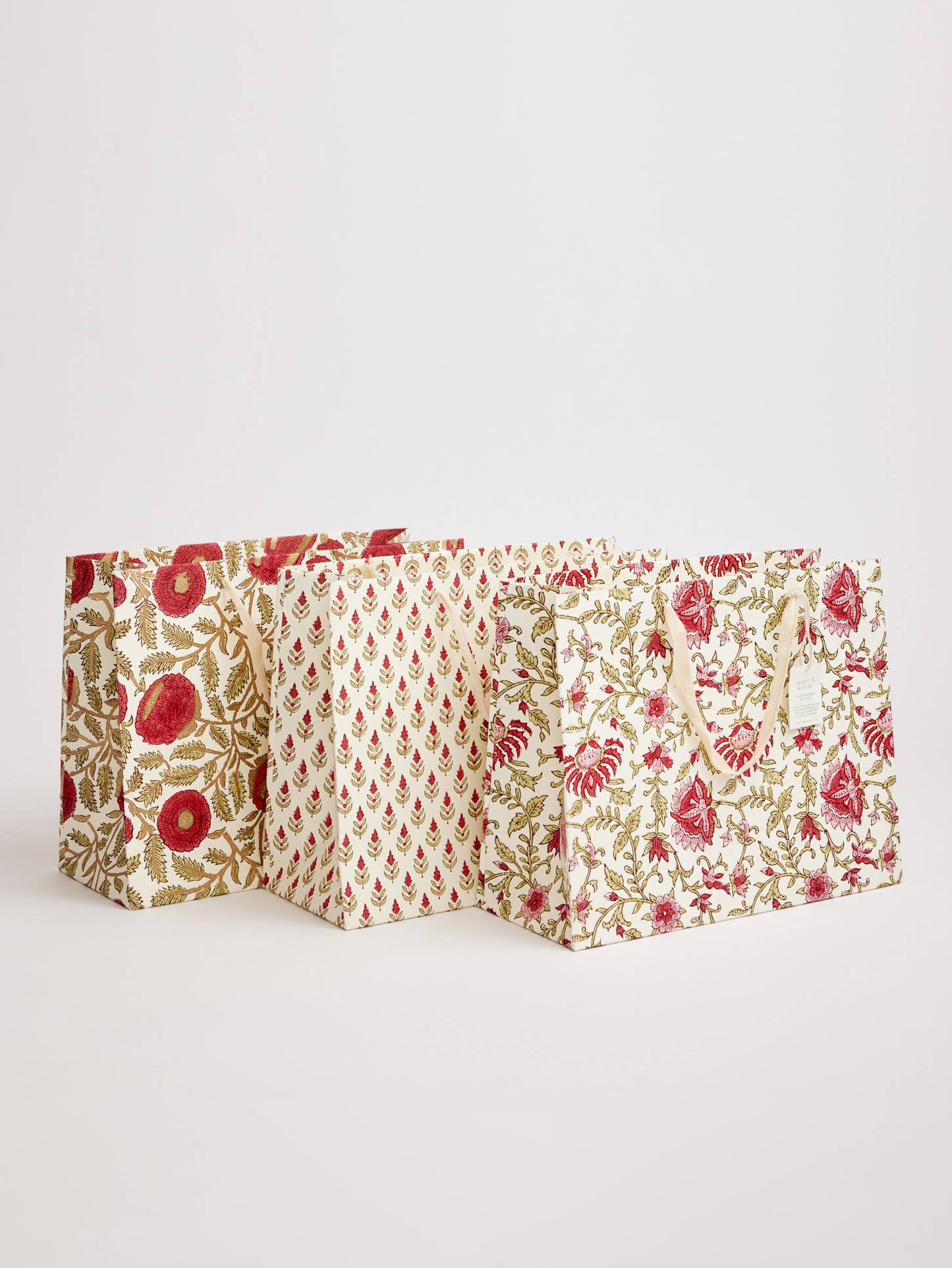 Flora Festive Hand Block Printed Gift Bag