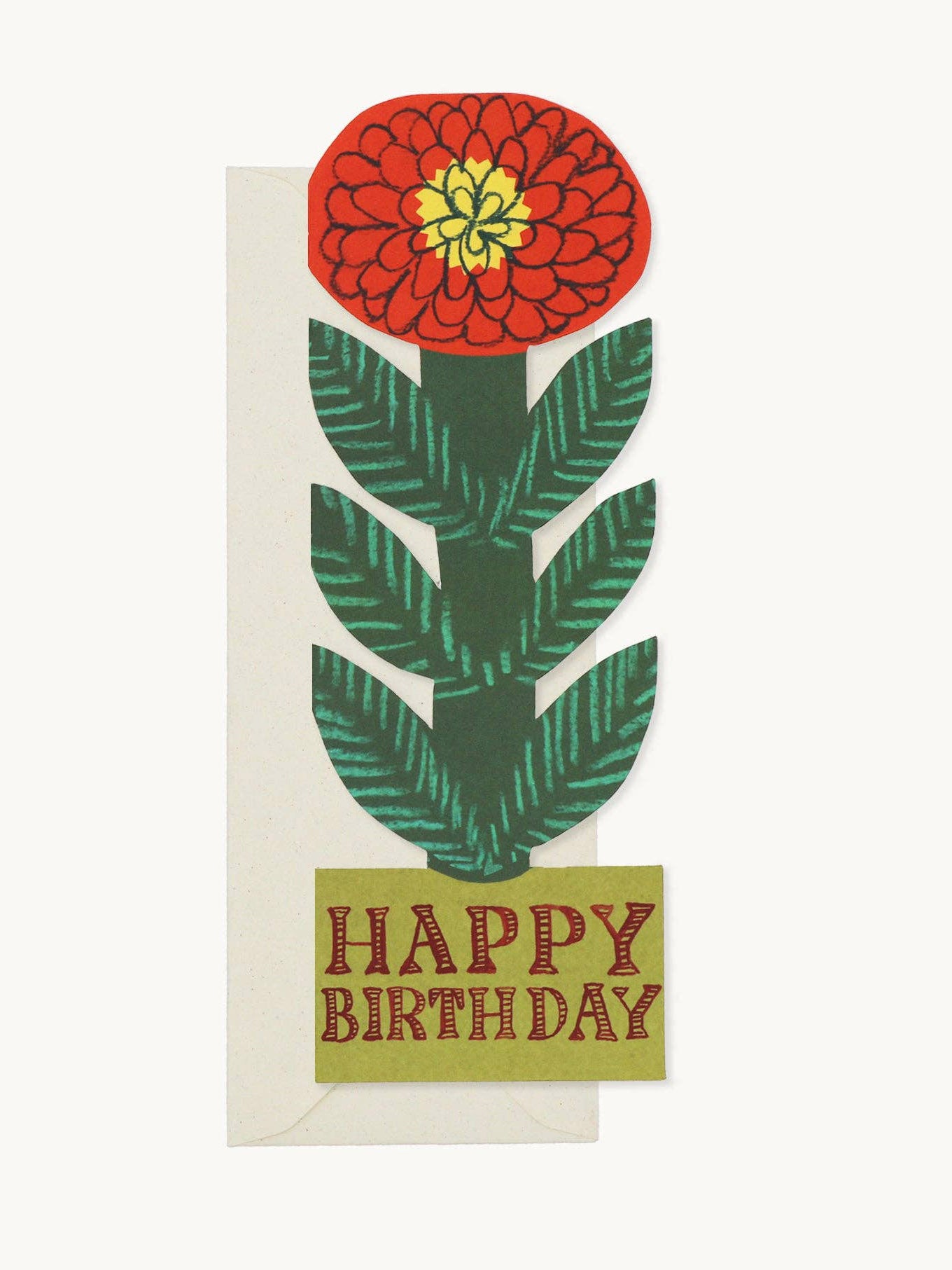 Red Flower Birthday Card