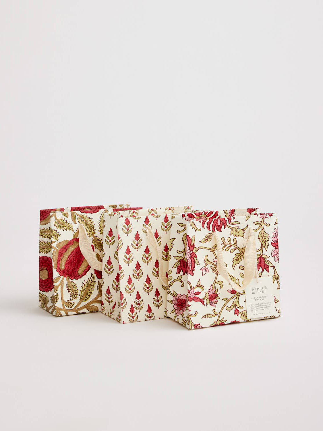 Flora Festive Hand Block Printed Gift Bag