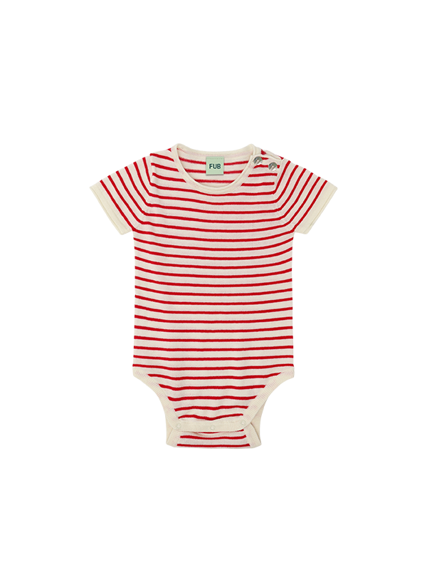 Ecru & Red Short Sleeve Stripe Body