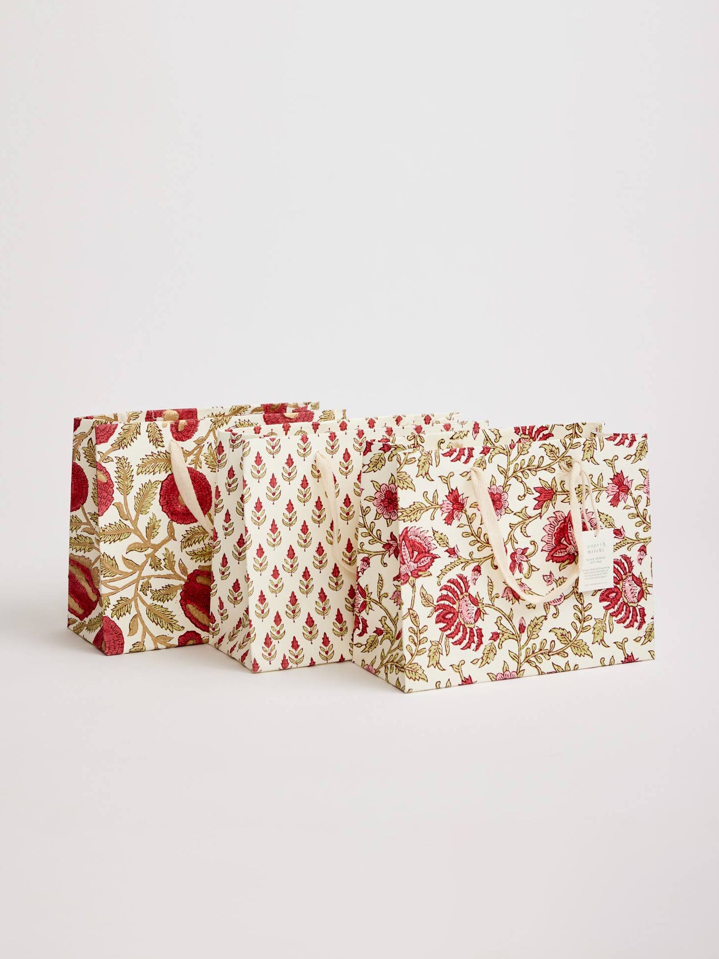 Flora Festive Hand Block Printed Gift Bag