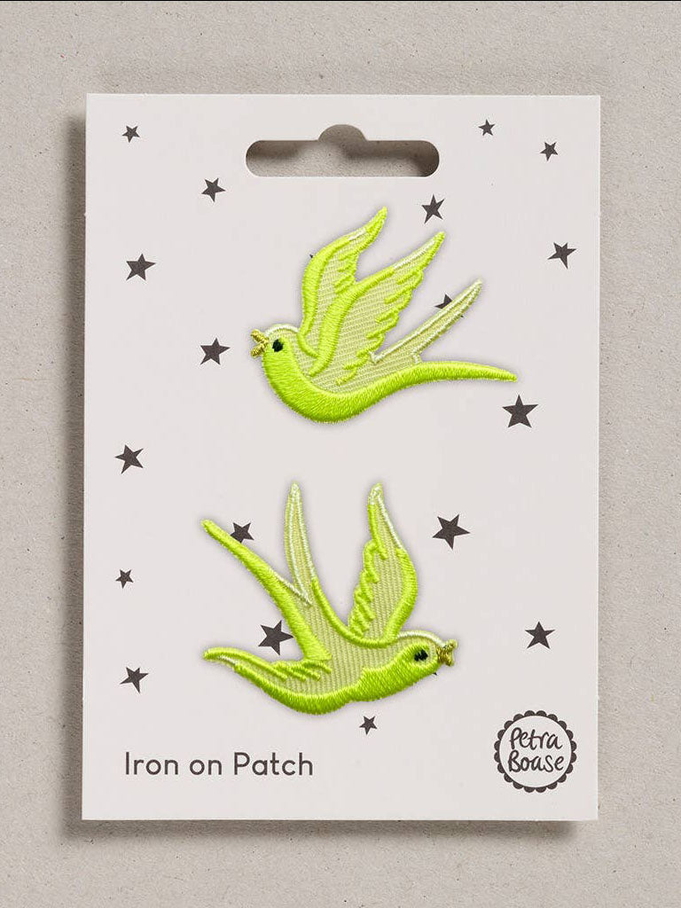 Yellow Swallows Iron-On Embroidered Patches