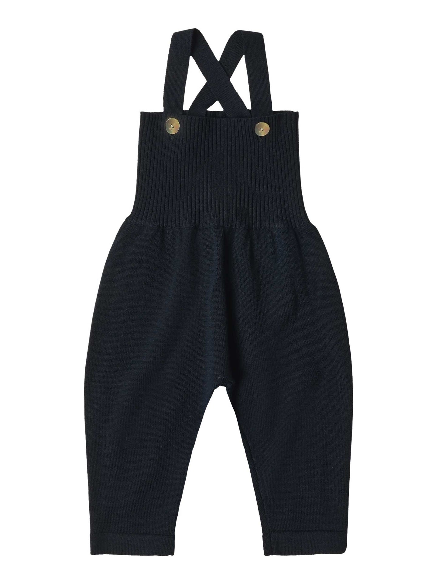 Navy Knit Baby Overalls