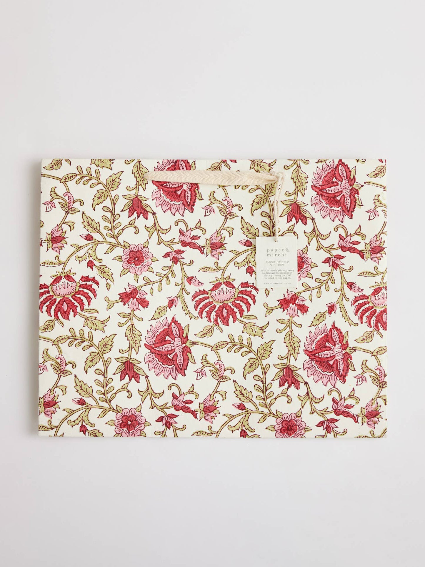 Flora Festive Hand Block Printed Gift Bag