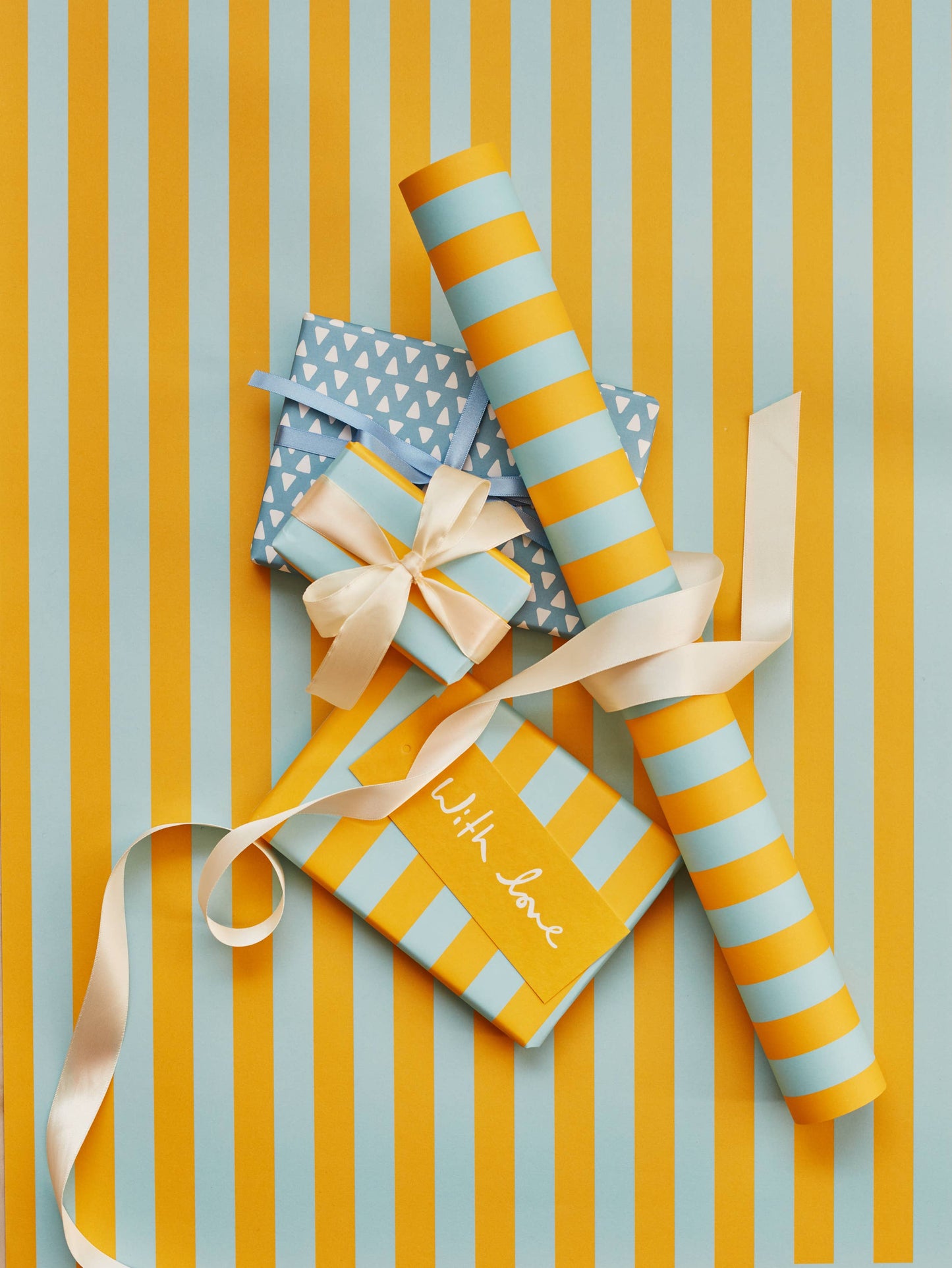 Blue & Yellow Stripe Gift Wrap