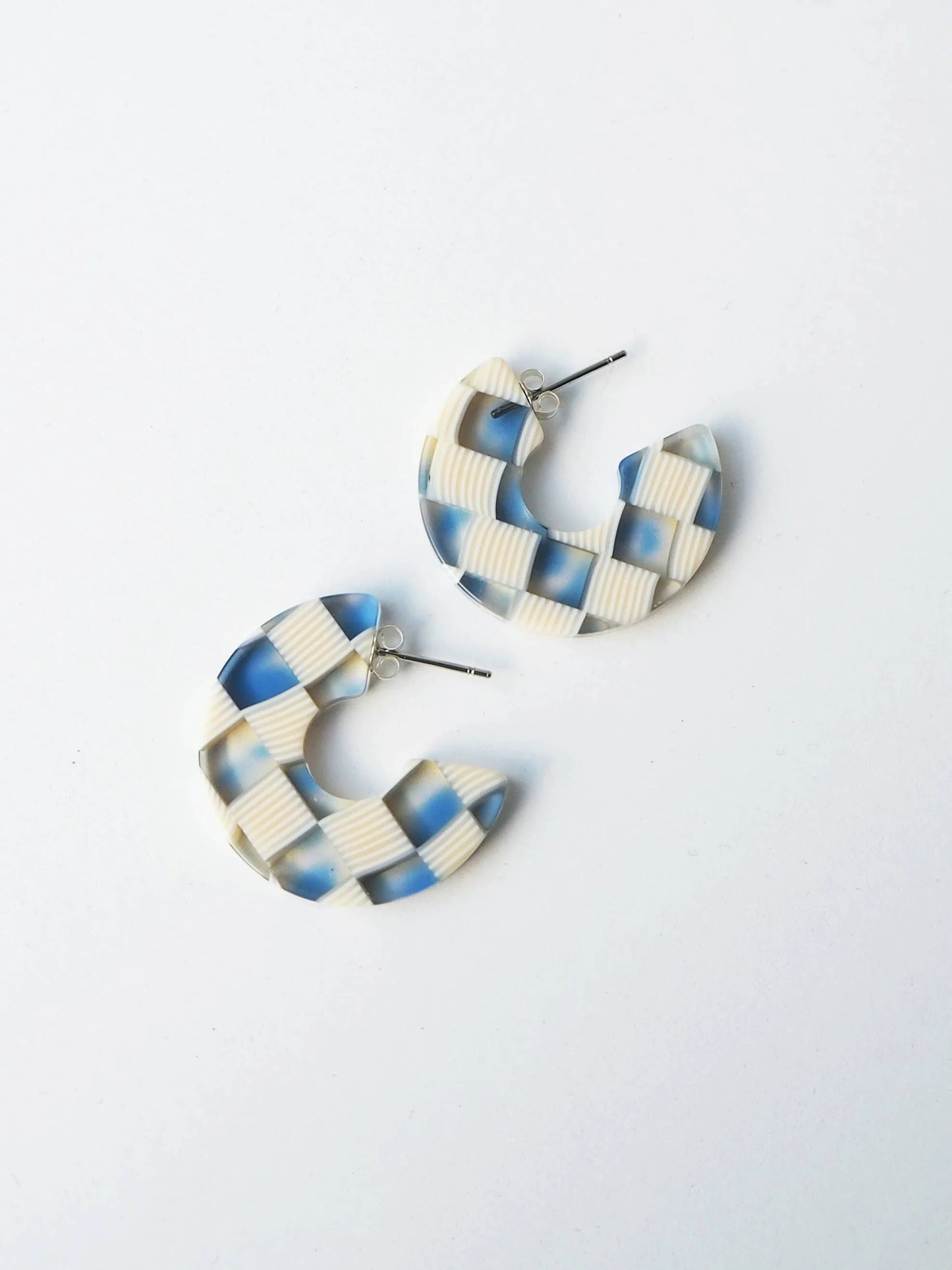 Ocean Checker Hoop Earrings