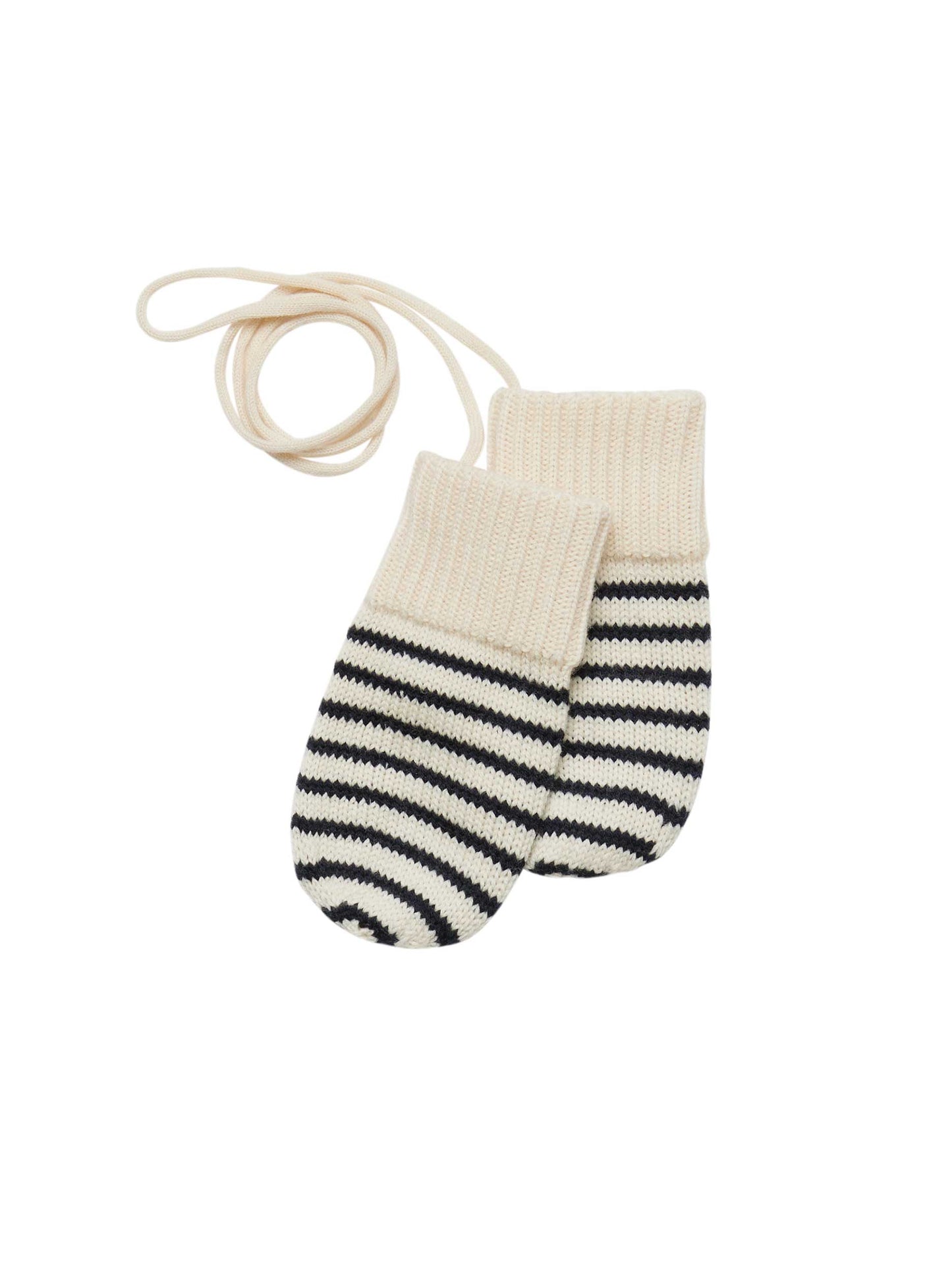 Navy & Ecru Stripe Baby Mittens