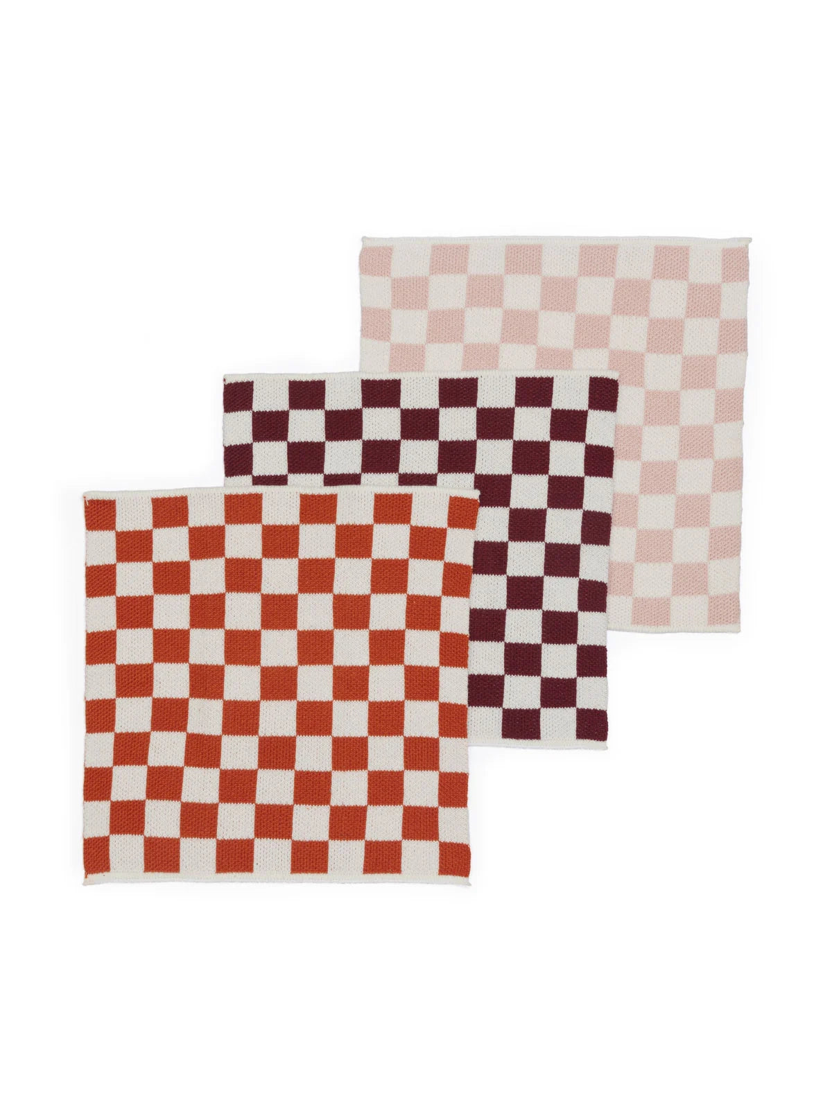 Orange Check Cotton Knit Dishcloths