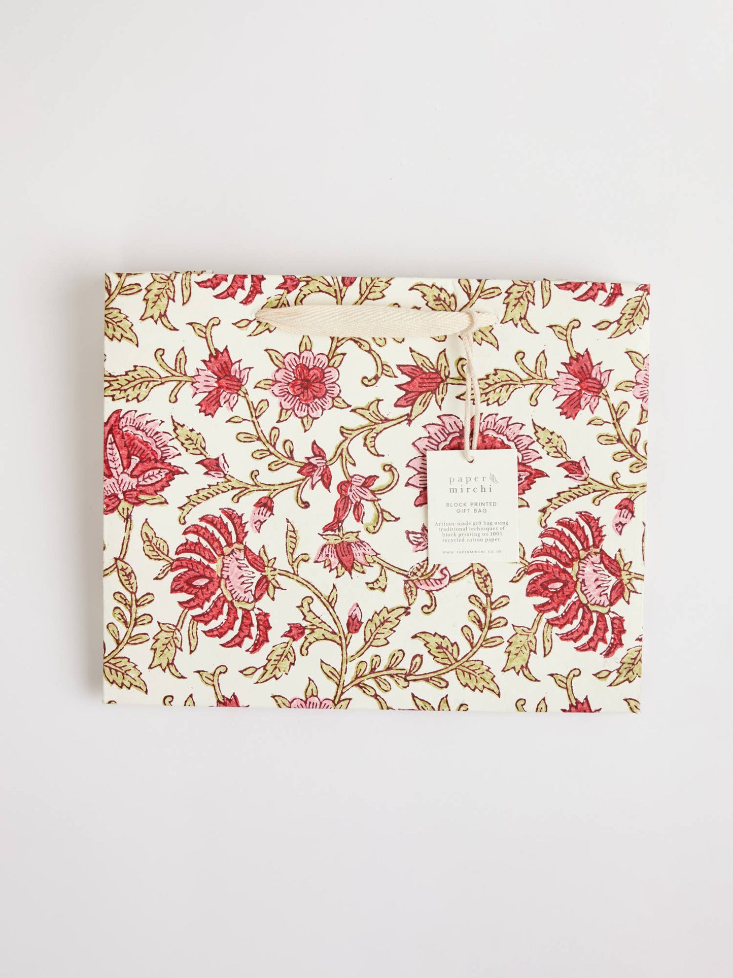 Flora Festive Hand Block Printed Gift Bag