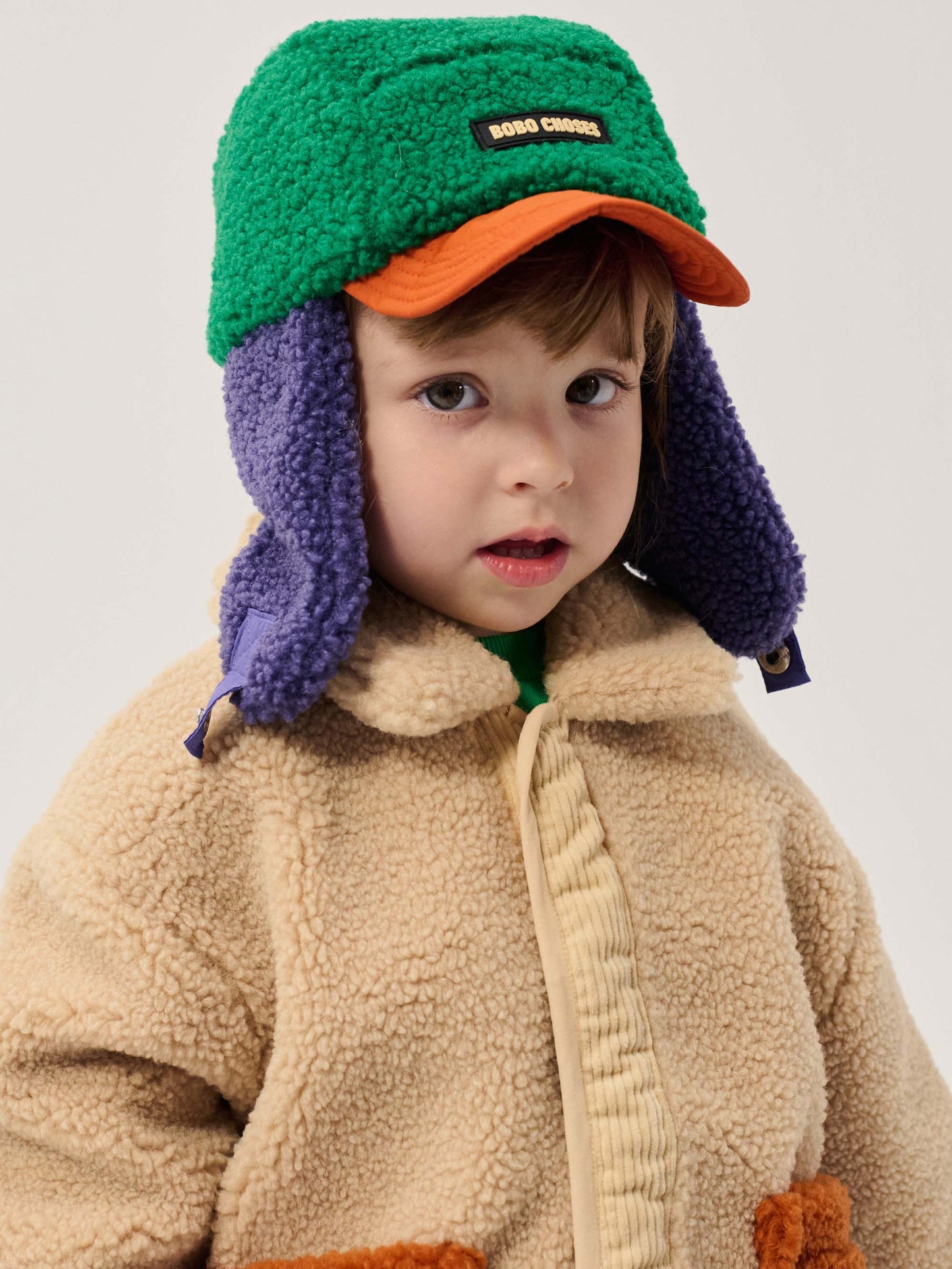 Bobo Choses Colour Block Sheepskin Baby Chapka