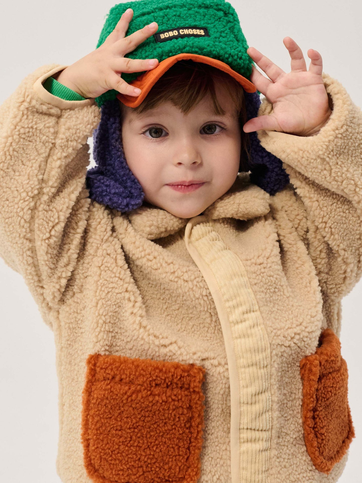 Bobo Choses Colour Block Sheepskin Baby Chapka