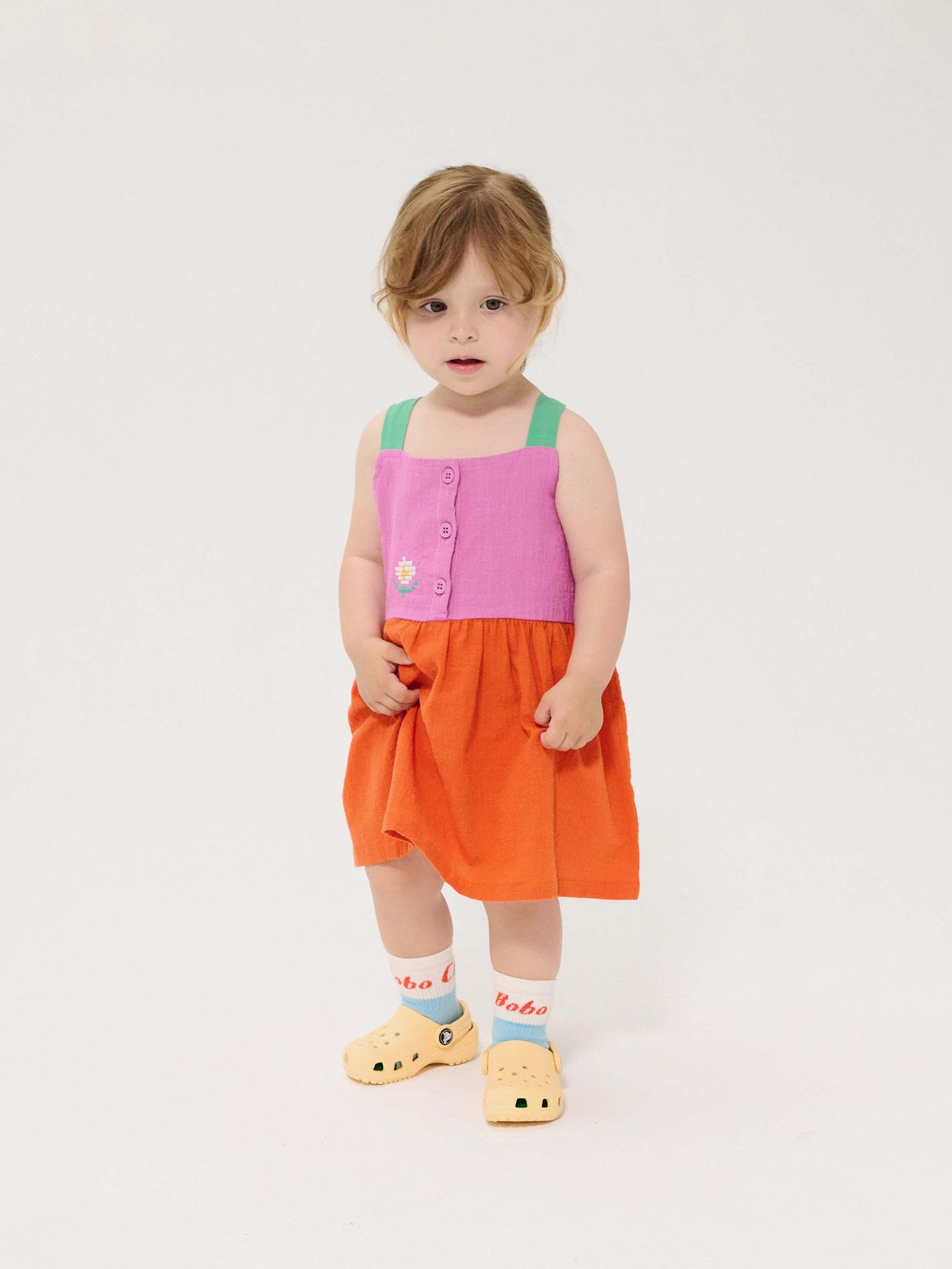 Pixel Daisy Colour Block Woven Dress