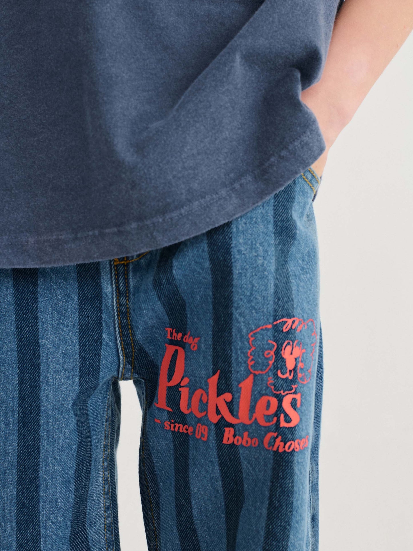 Pickles The Dog Striped Denim Pants