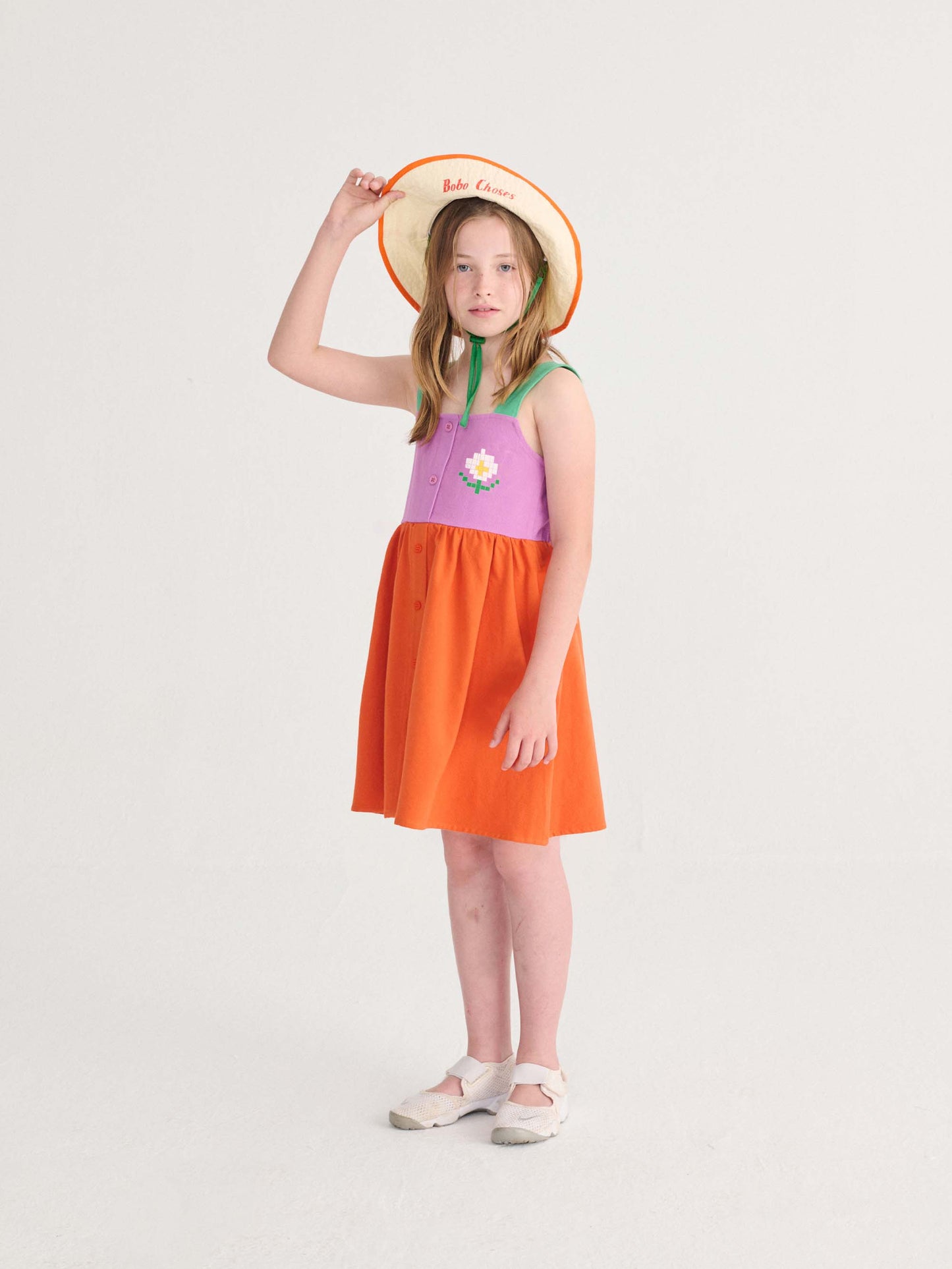 Pixel Daisy Colour Block Woven Dress