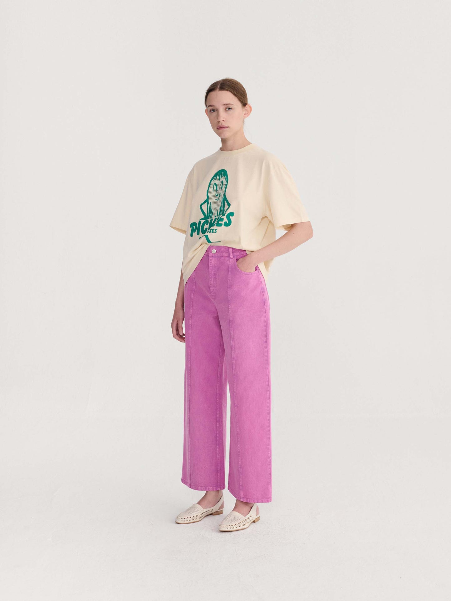Washed Twill Boot Cut Pants