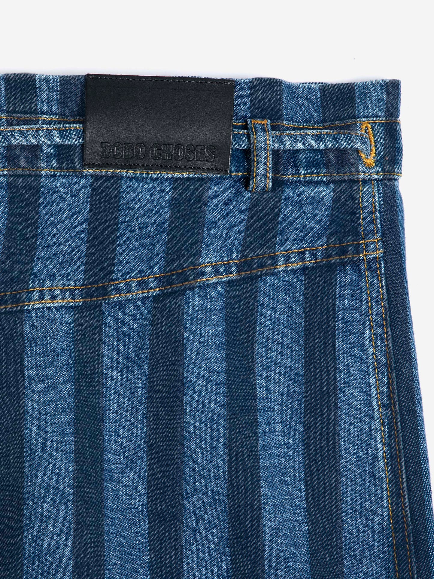 Striped Denim Wrap Skirt