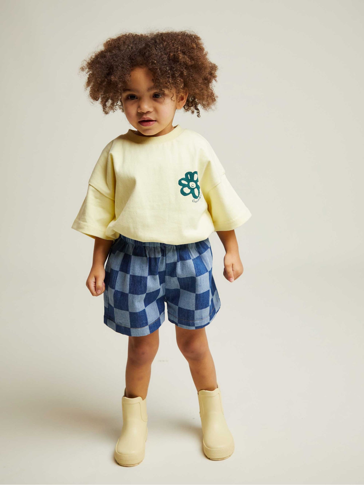 Frankie Checkerboard Denim Shorts