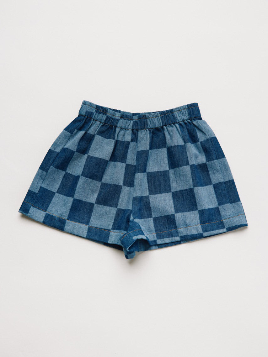 Frankie Checkerboard Denim Shorts