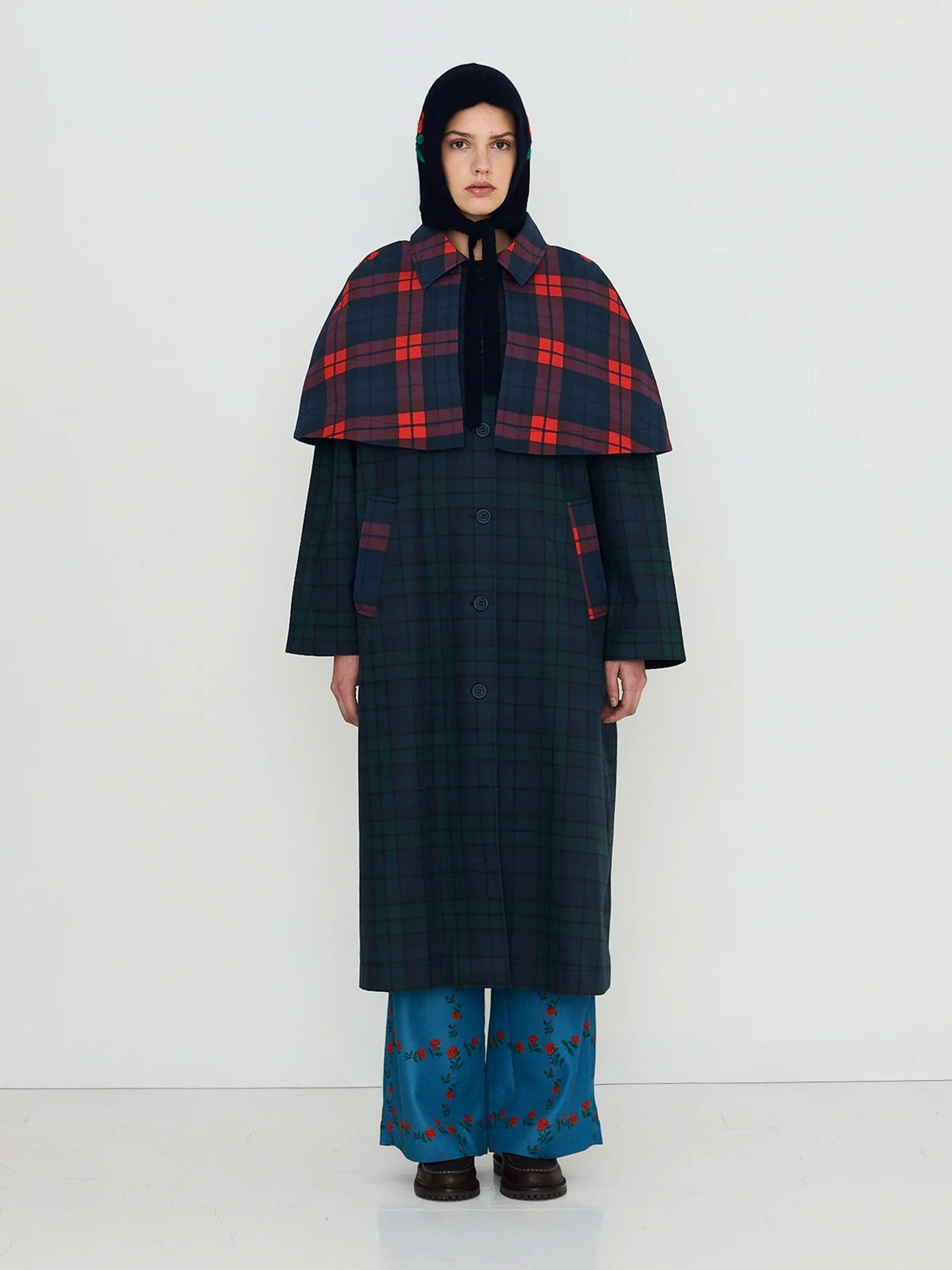 Check Long Trench Coat