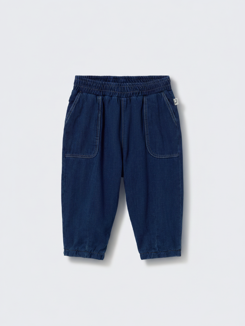 Navy Herringbone Denim Baby Pants