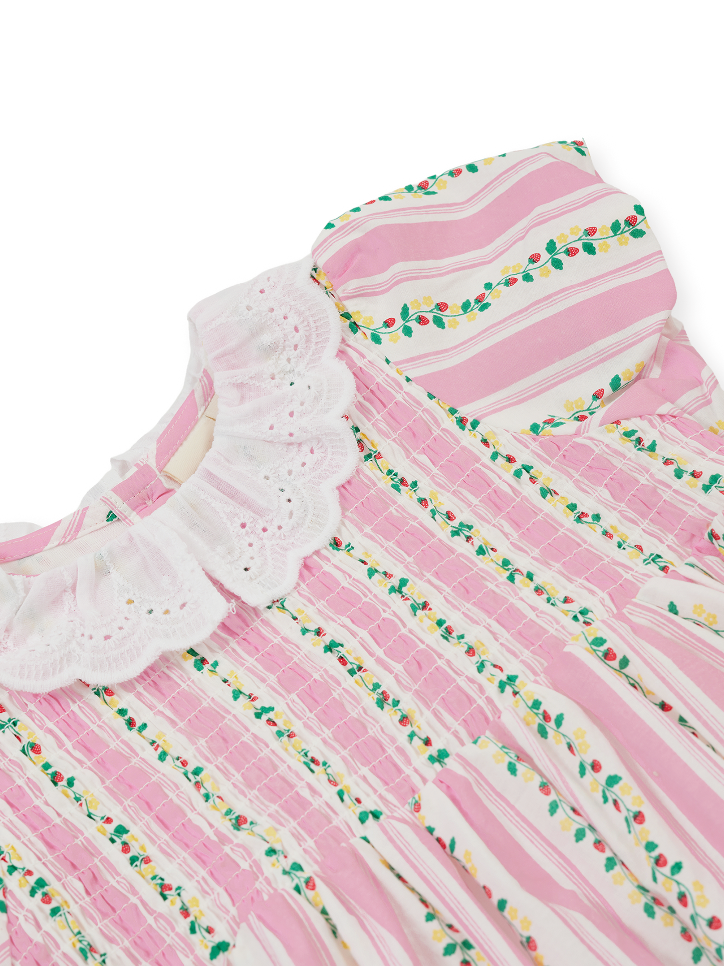 Antique Stripe Strawberry Flo Smocked Dress