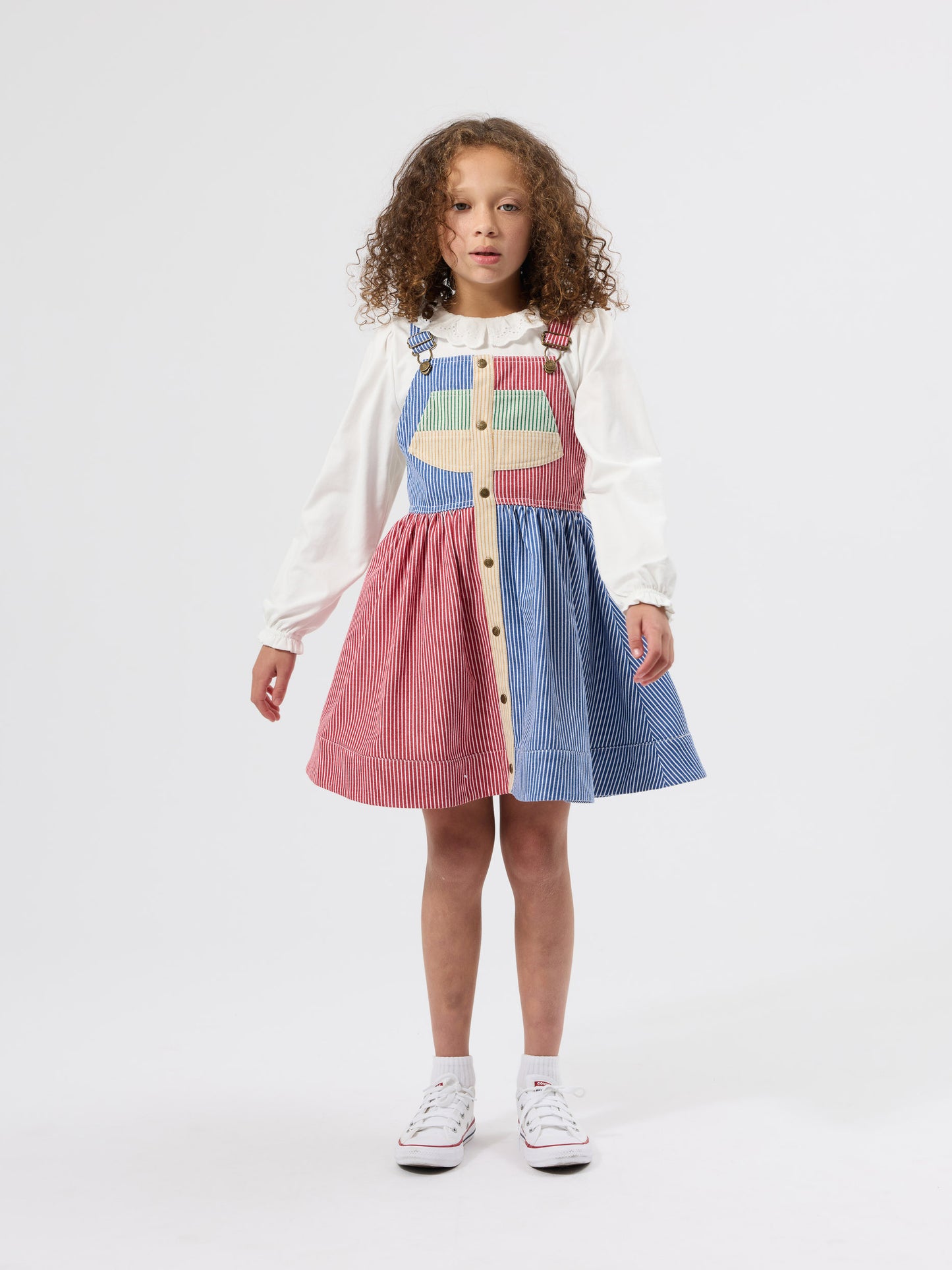 Patchwork Stripe Heidi Pinafore Dress