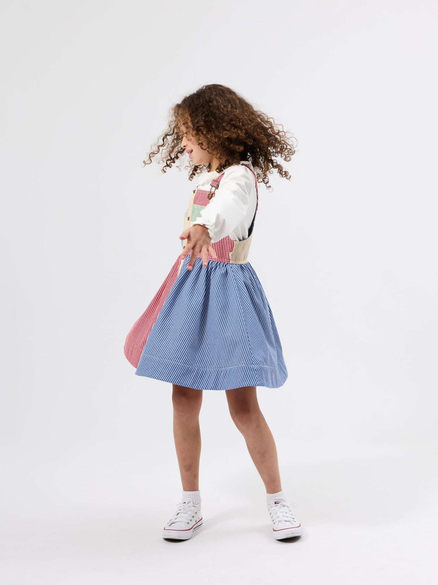 Patchwork Stripe Heidi Pinafore Dress