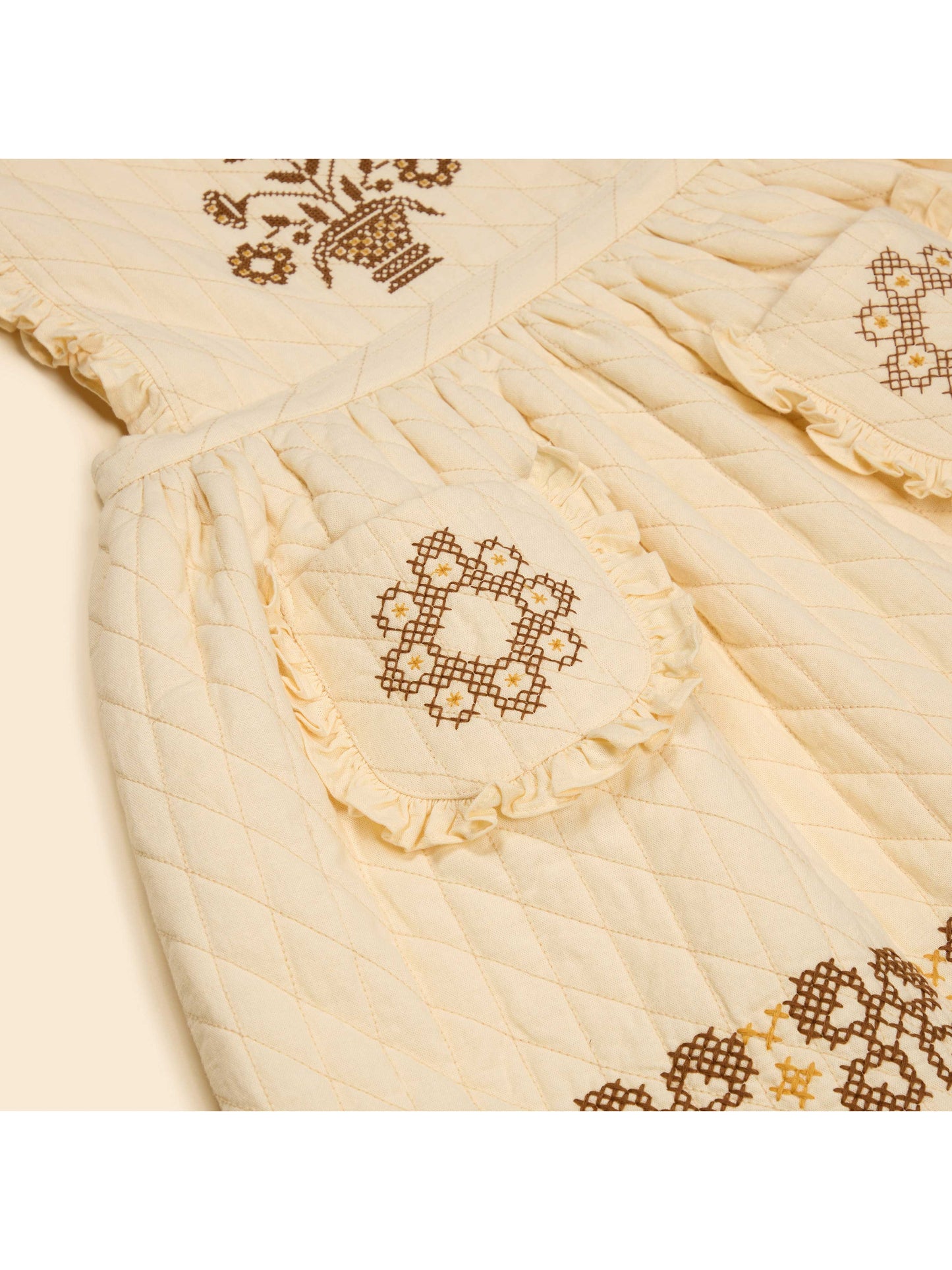 Ida Quilted Dress - Cream