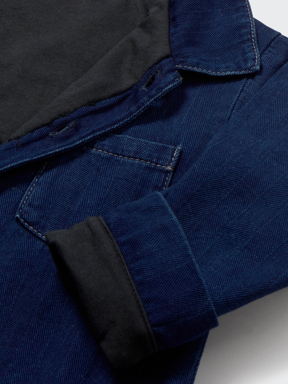 Navy Herringbone Denim Baby Jumpsuit