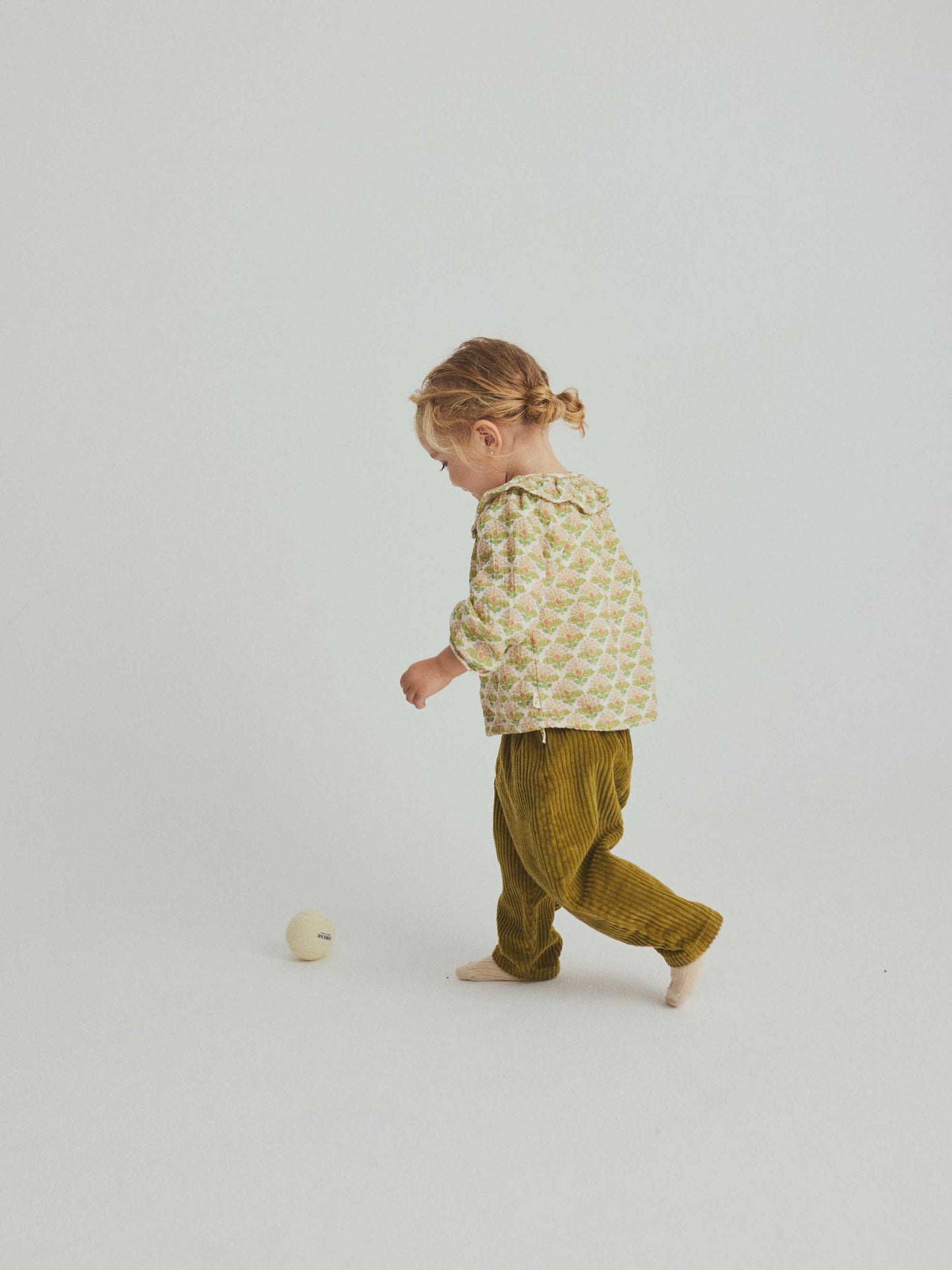 Green Textured Floral Print Baby Blouse