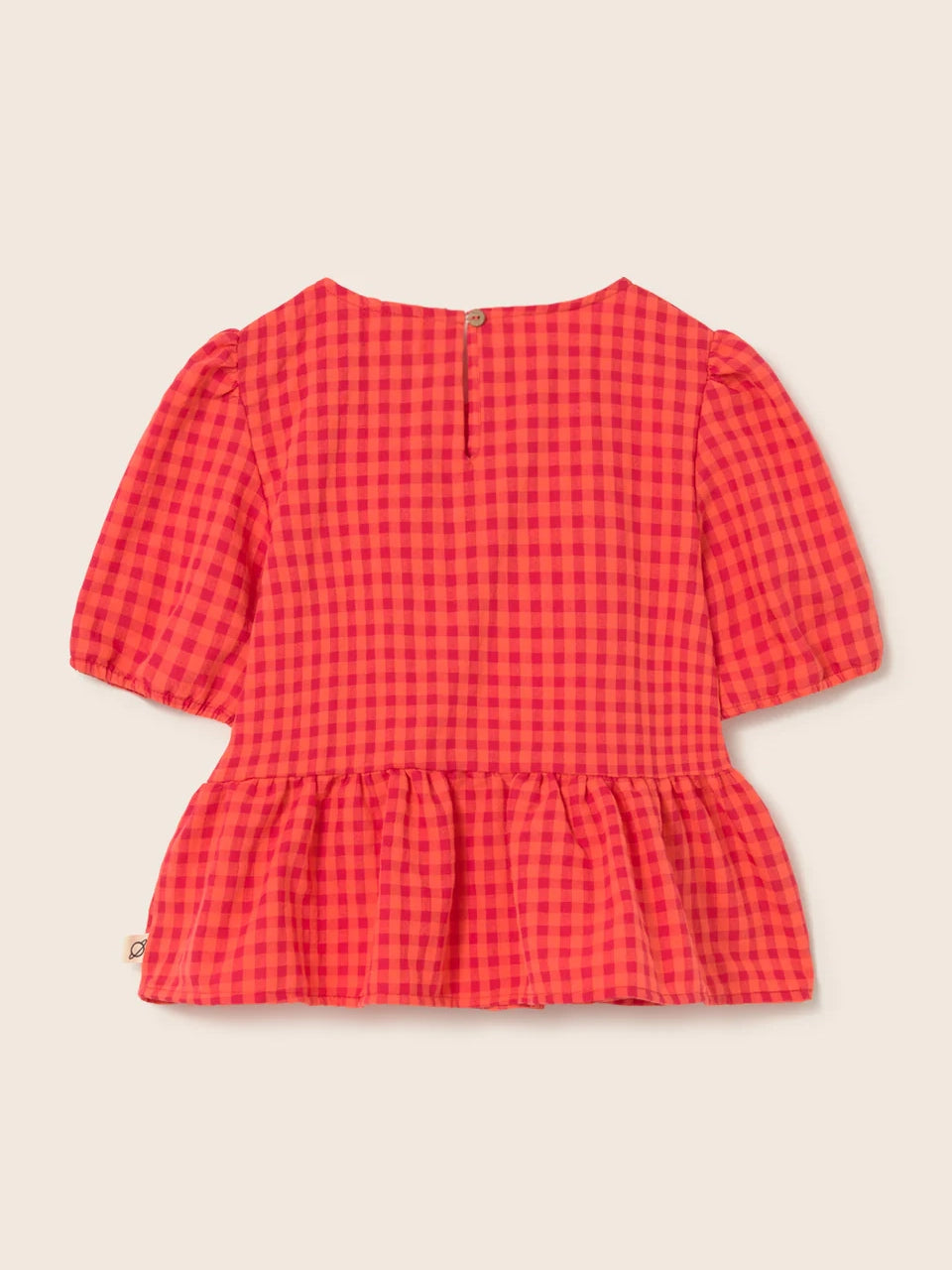 Tomato Gingham Cotton Blouse