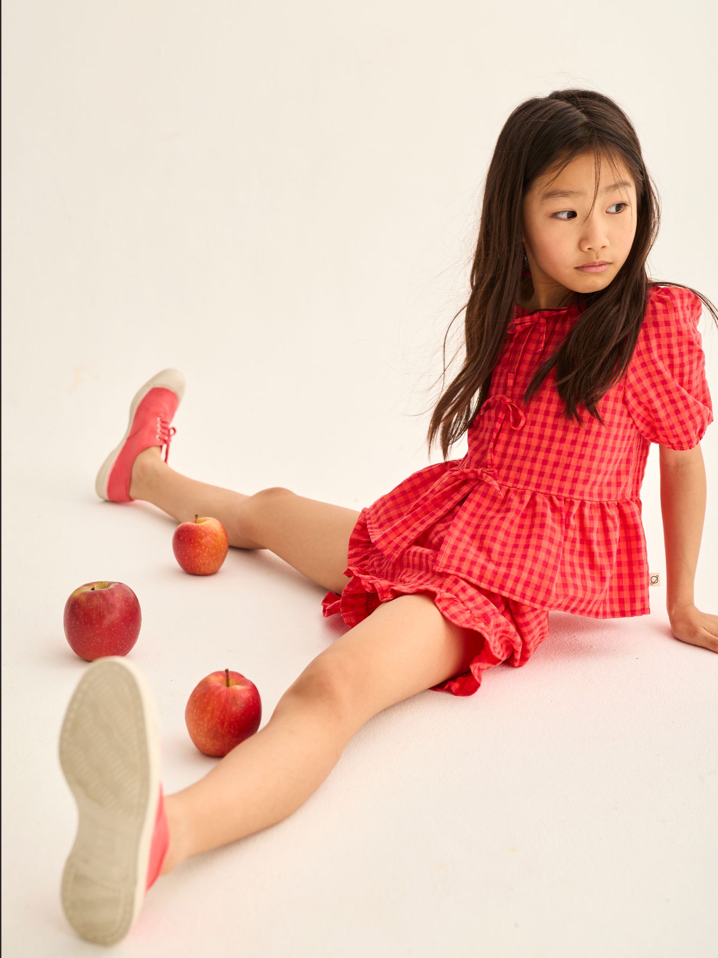 Tomato Gingham Cotton Shorts