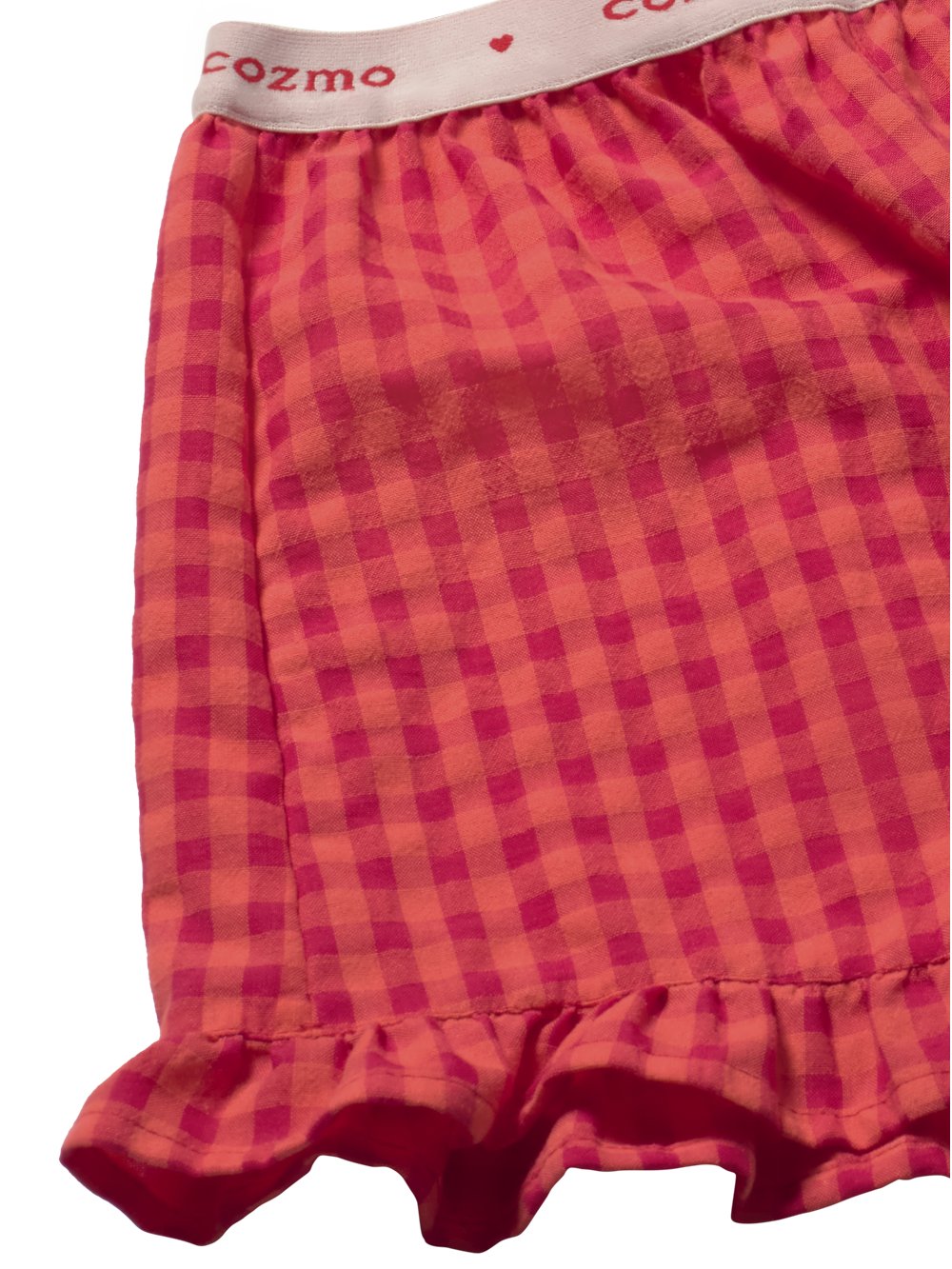 Tomato Gingham Cotton Shorts