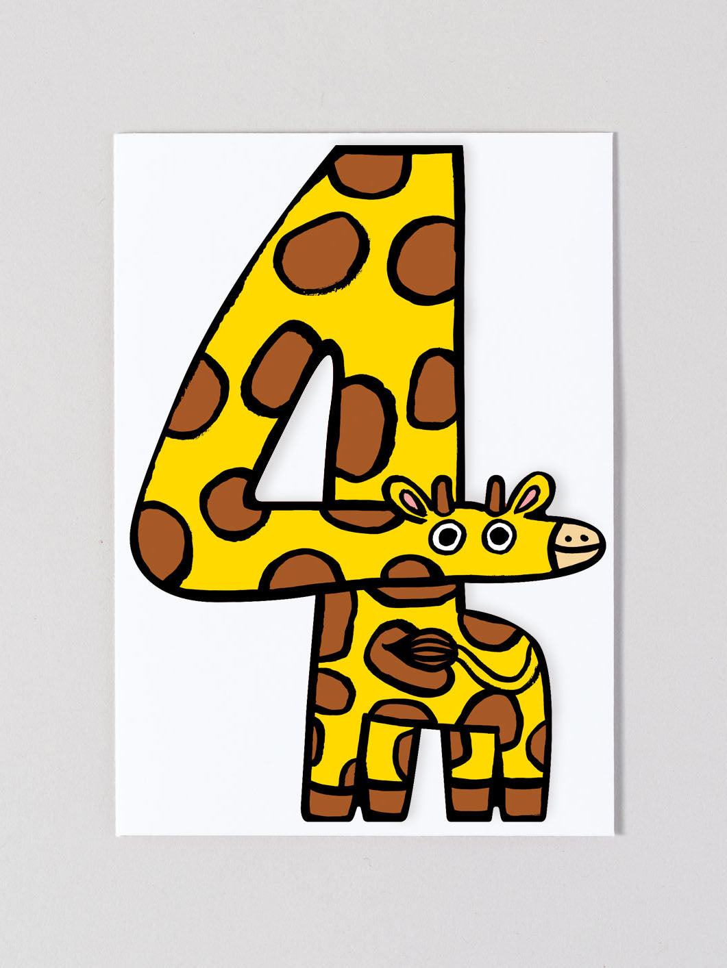 Giraffe 4th Birthday Card
