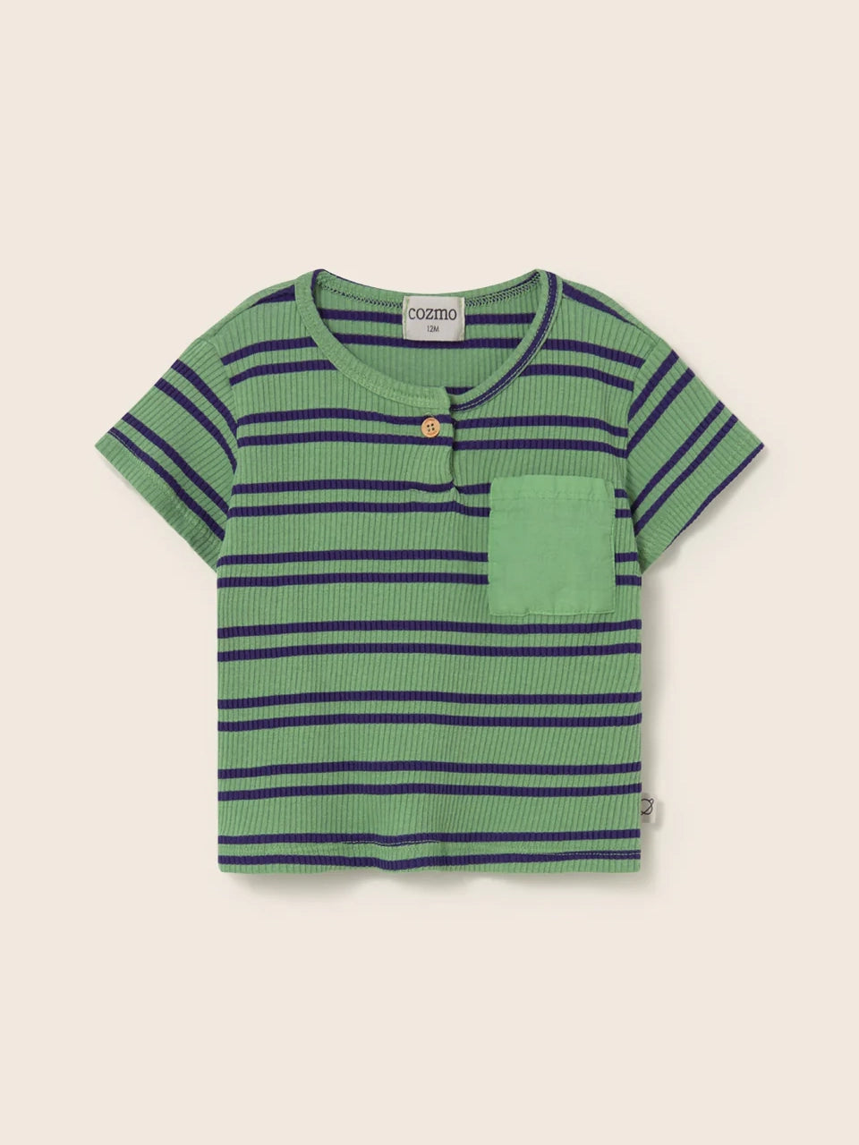 Green Double Stripes Rib Baby T-Shirt