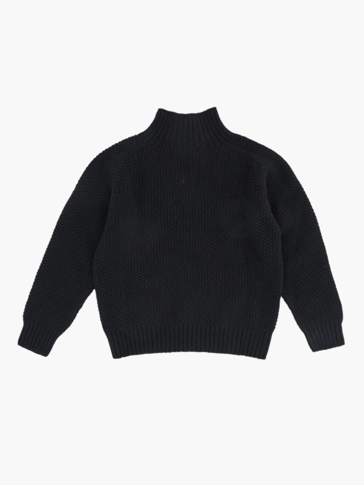 Black Moss Stitch Turtleneck Jumper