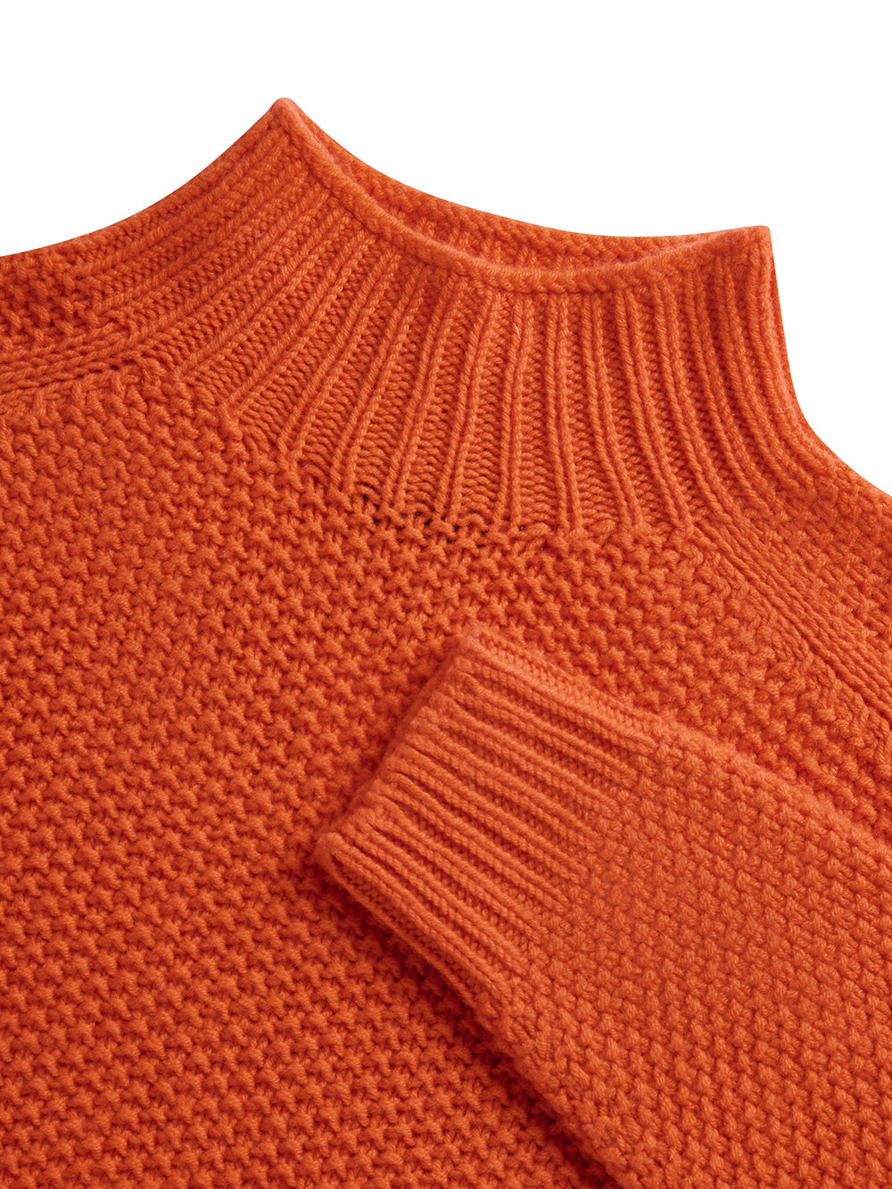 Orange Moss Stitch Turtleneck Jumper