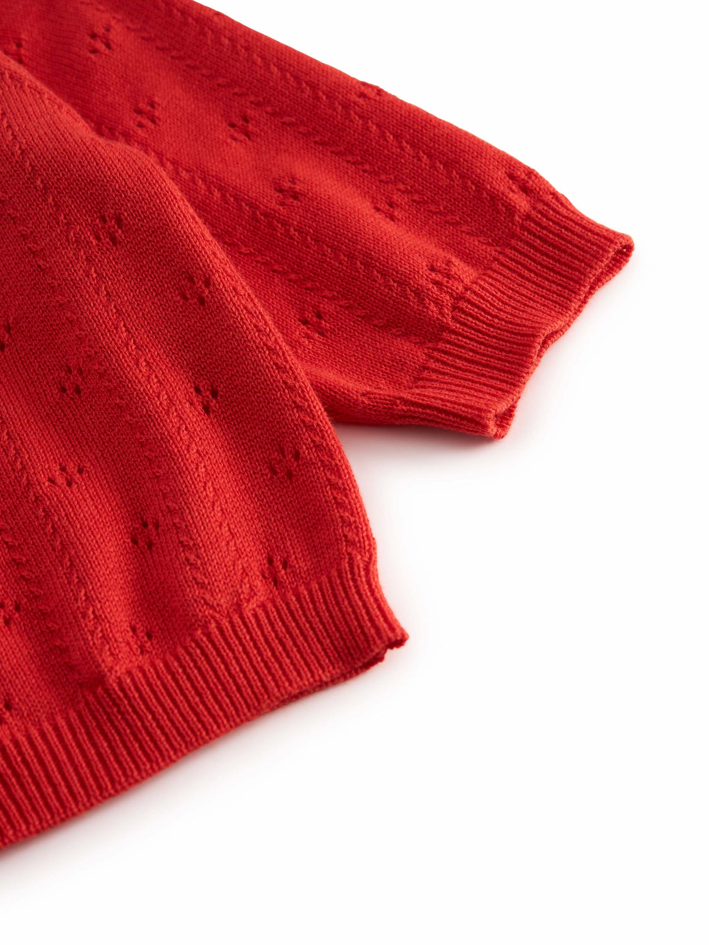 Red Taki Pointelle Cardigan